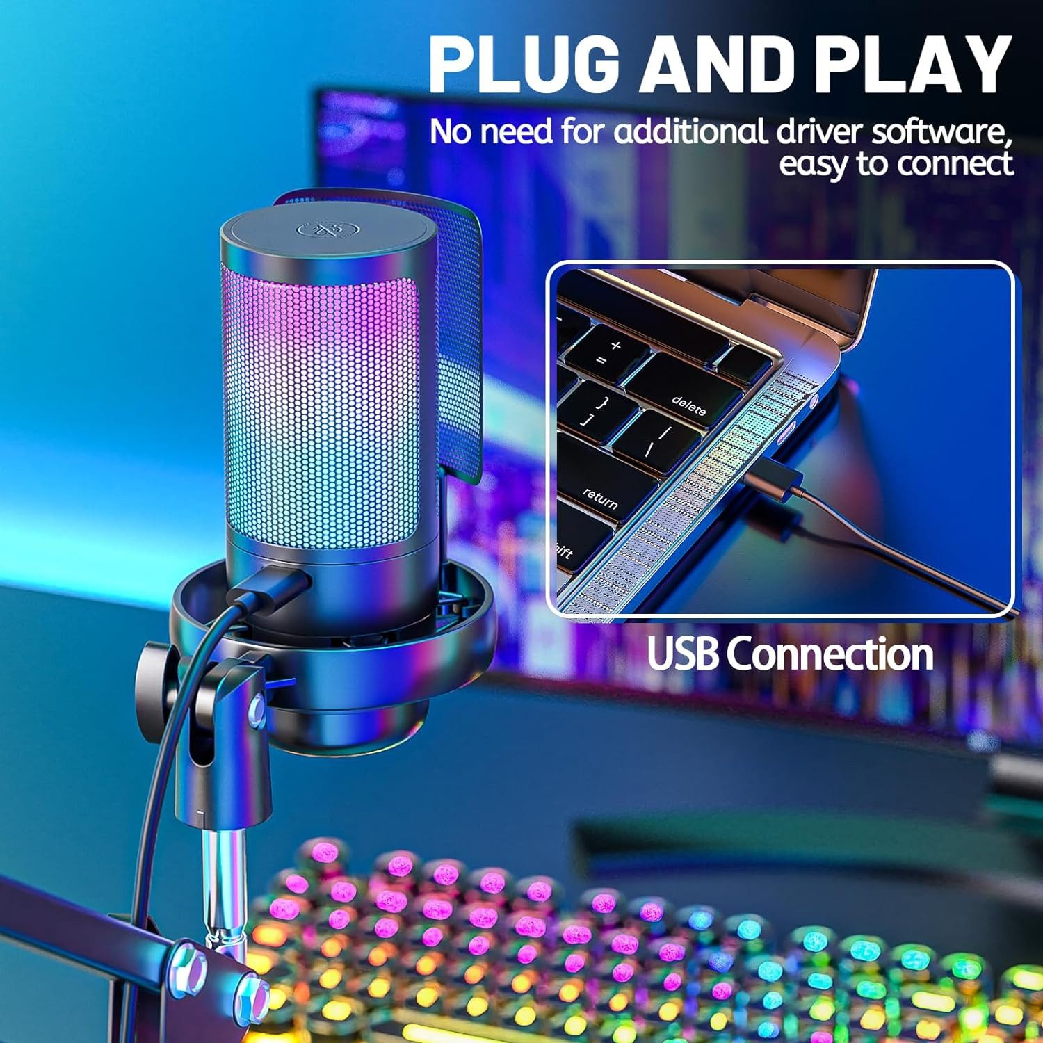 COOL-i ® Mikrofon (Set), Kondensator,USB-Gaming-Mikrofon-Kit,192kHZ/24,Gaming/Studio/Youtuber