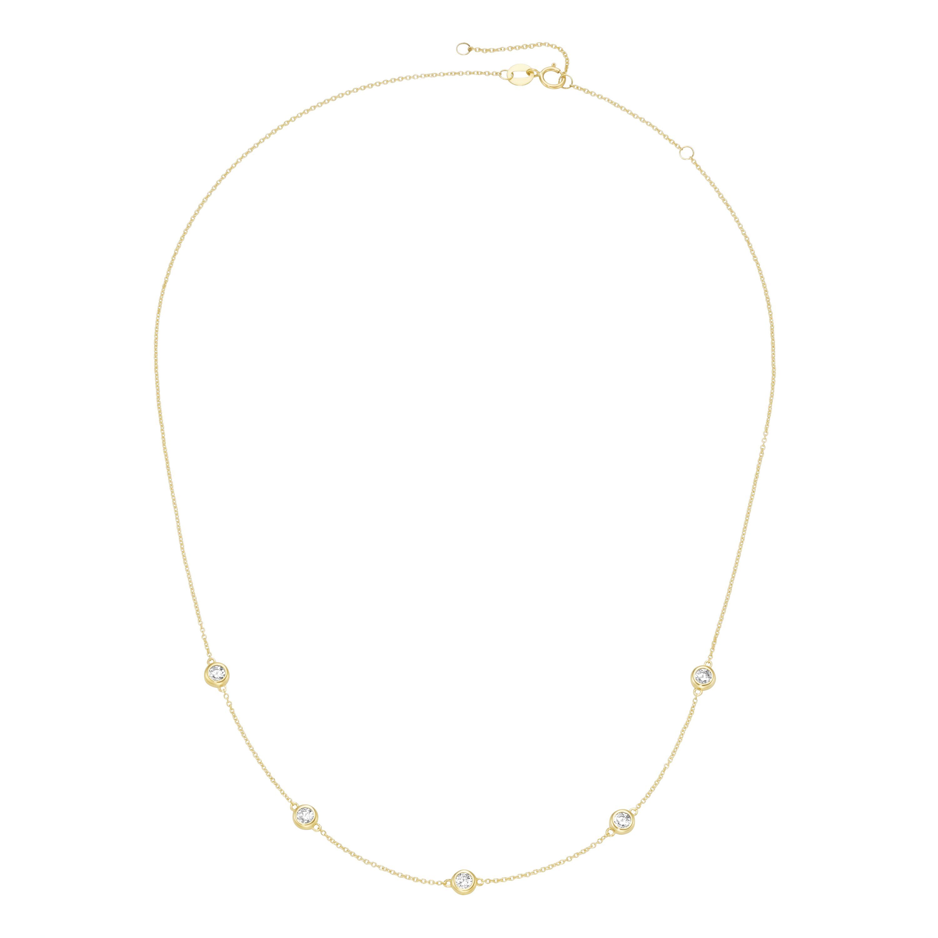 Luigi Merano Goldkette Ankerkette mit Zirkonia, Gold 375