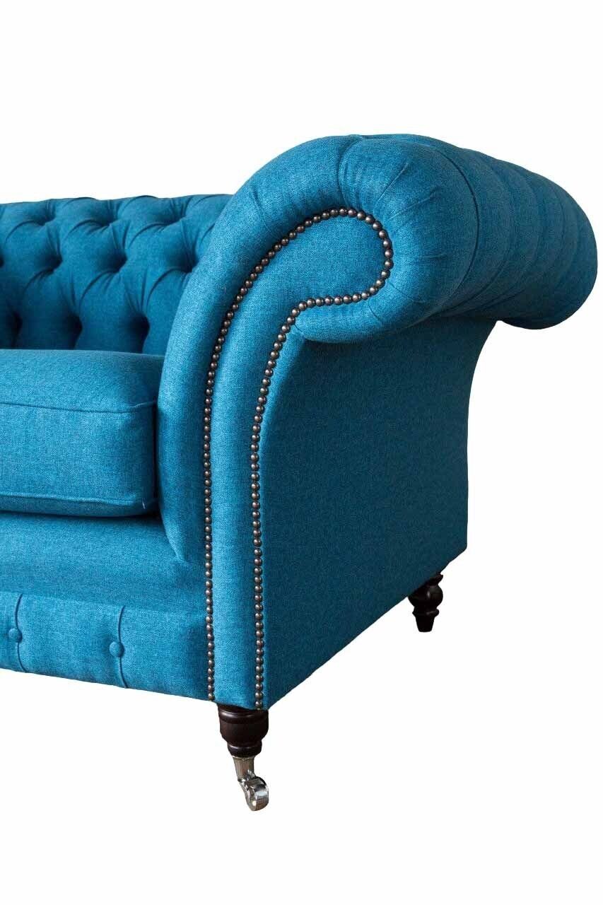 Einsitzer, Sessel Sitzer 1,5 In JVmoebel Made Sofa Couchen Chesterfield Blauer Europe Sofa Polster