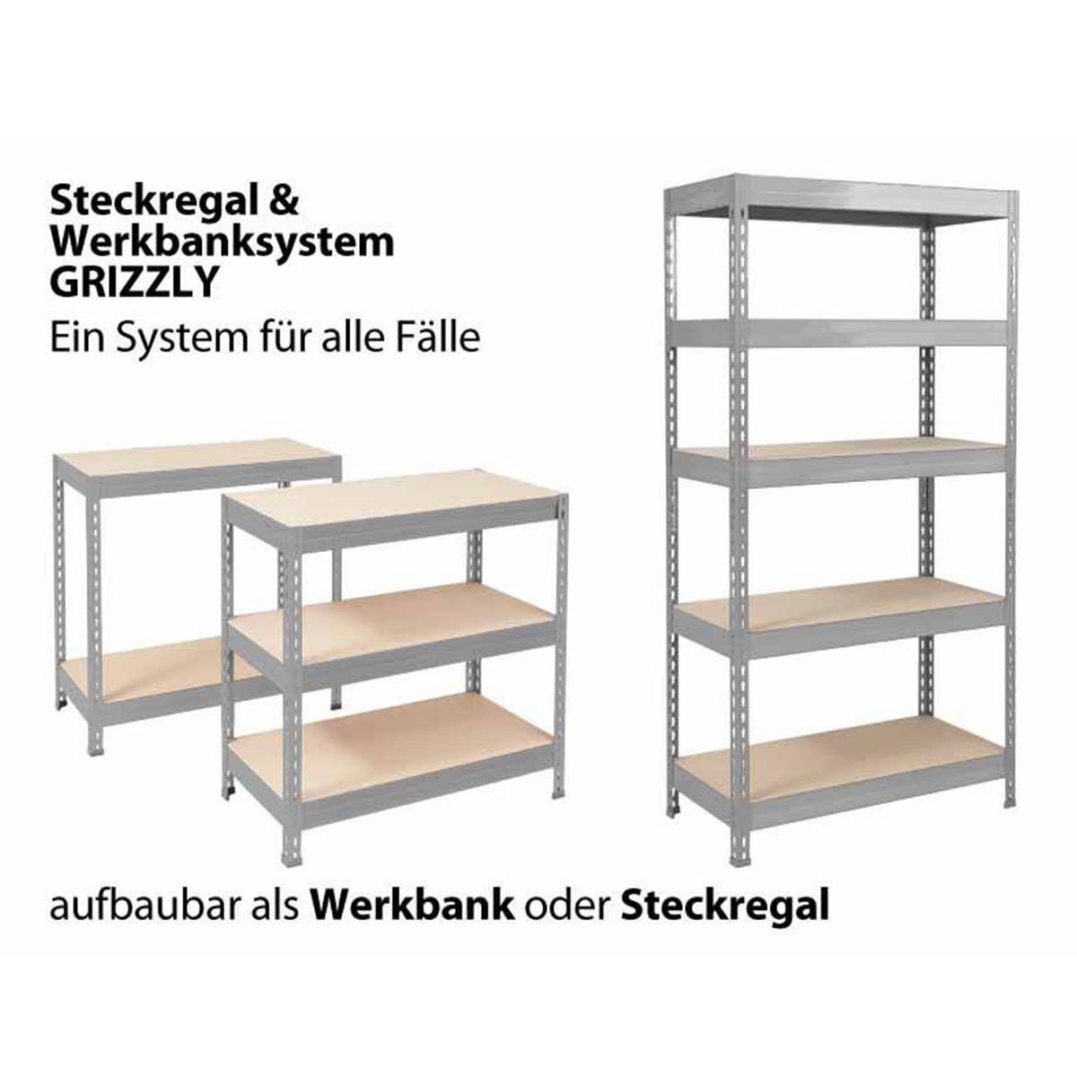 Office Marshal Schwerlastregal Grizzly, Erhältlich in 8 Größen, Standregal,  Traglast bis 1500 kg