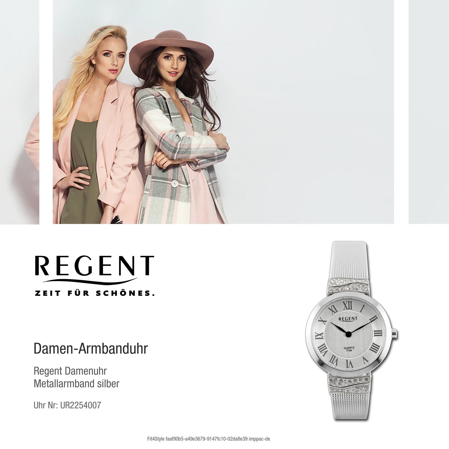 Damen rund, Analog, Metallarmband (ca. Quarzuhr Regent extra Armbanduhr Armbanduhr Regent groß 30mm), Damen