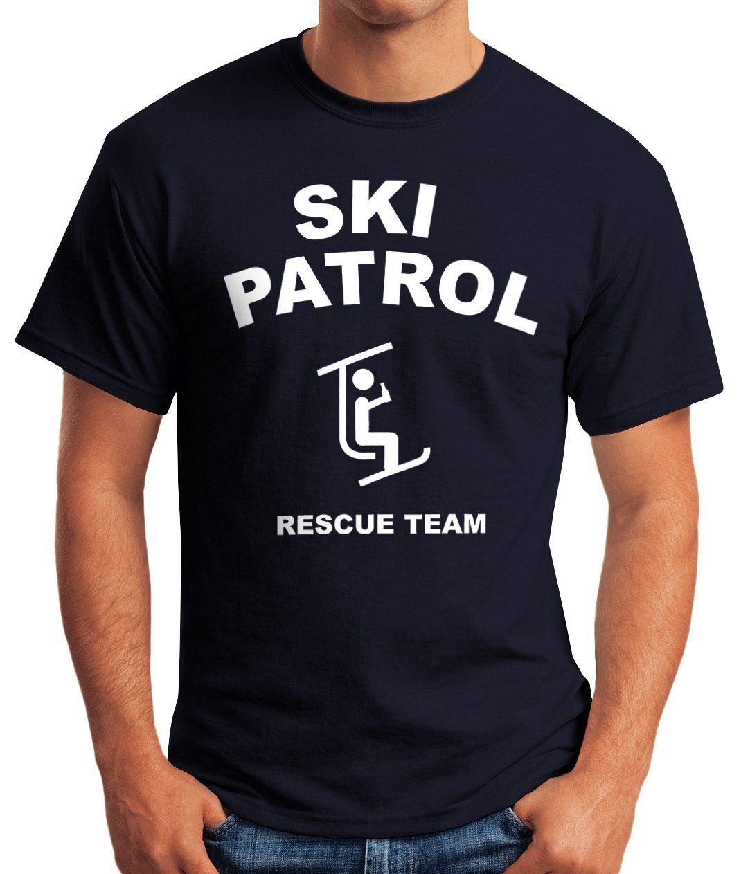 Lift Patrol Fun-Shirt mit Apres-Ski Herren T-Shirt Bier Print Moonworks® Print-Shirt navy MoonWorks