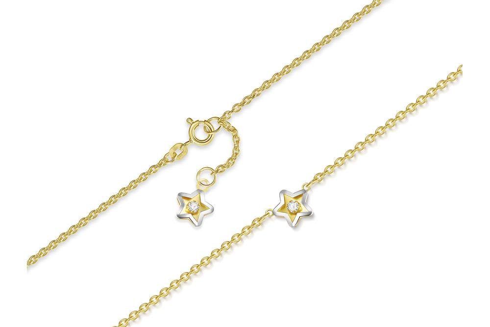 Silberkettenstore Fußkette Fußkette Erbse 1,8mm mit Sterne - echt 585 Gold, Länge: 23cm