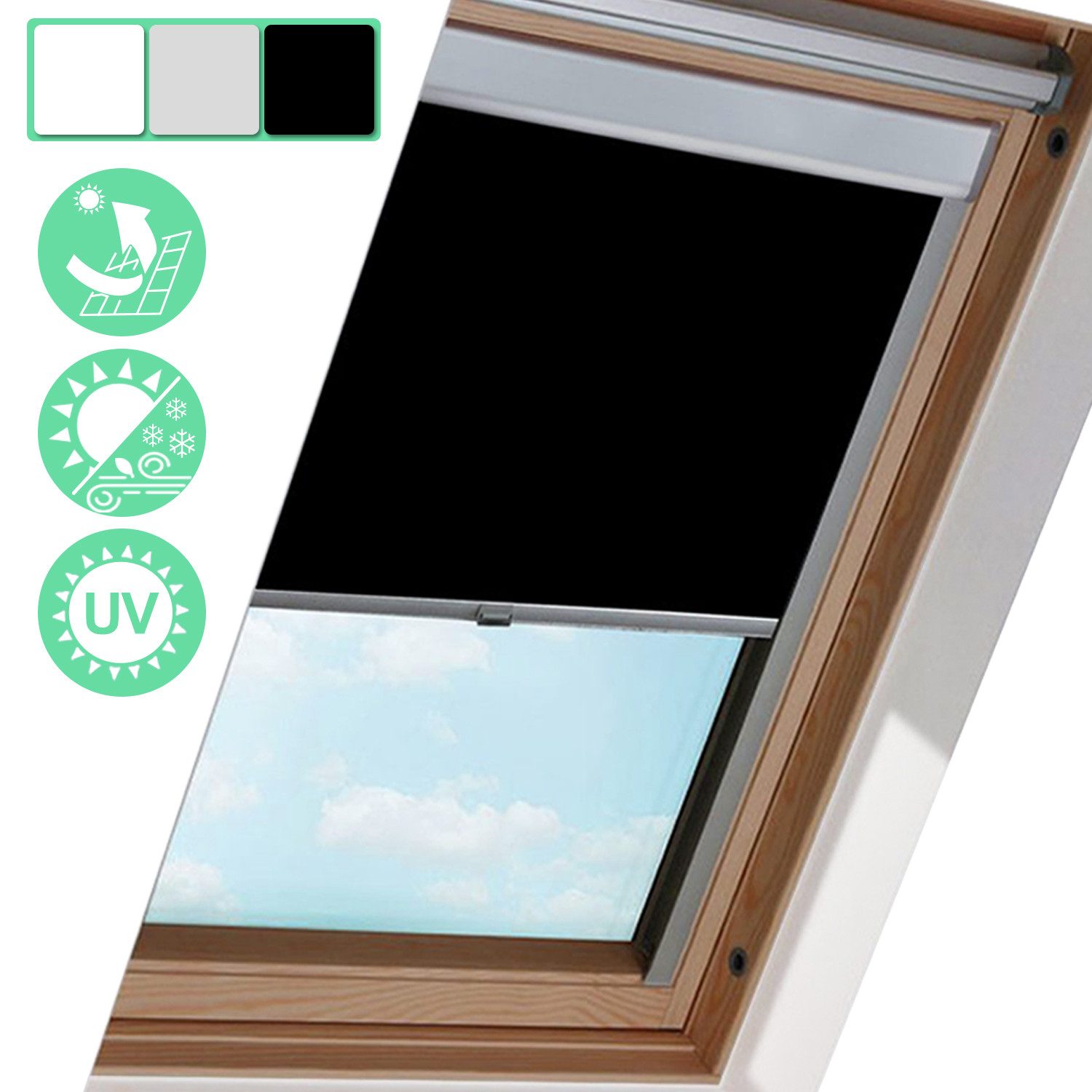 Dachfensterrollo Verdunkelungsrollo Dachfensterrollo Thermo-Rollo für GGL GPU GTU GXU, Clanmacy