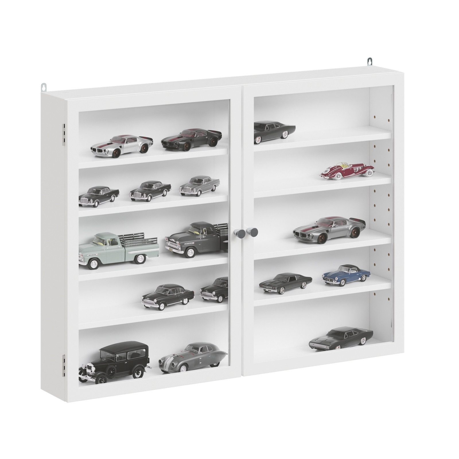 SoBuy Hängevitrine FSB113, Wandschrank schmal 12,2cm, Vitrinenschrank mit 2 Türen (1er Set) Verstellbare Böden, 2 Flügeltüren, für Wohnzimmer Küche Flur