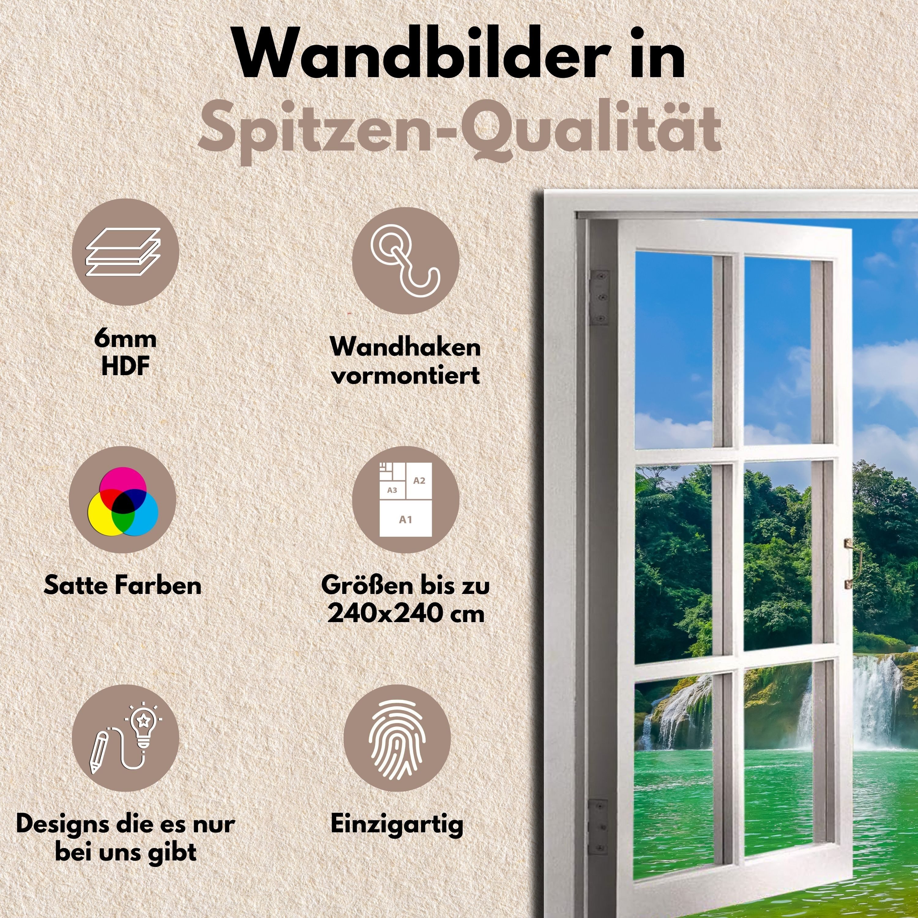 DARO Design Leinwandbild Modern Abstrakt Wandbilder XXL Wandbild Wand Deko Leinwand Bilder, 40x30 cm (Wasserfall - Bild groß Wohnzimmer Schlafzimmer Küche Esszimmer Einteilig Querformat Fotodruck Leinwände Wanddeko Abstrakte Kunst Boho), 40x30cm