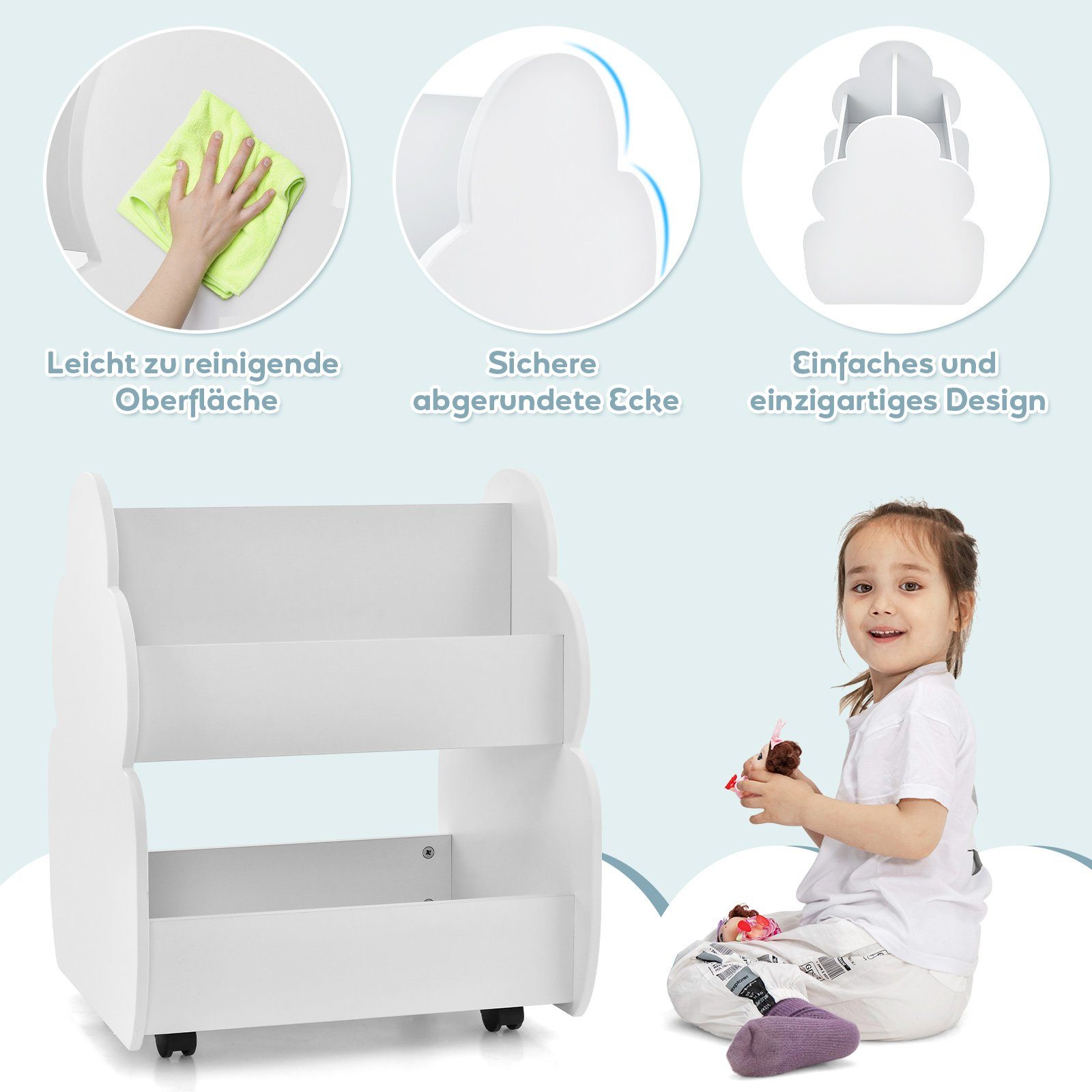 COSTWAY Kinderregal 2 Ebenen Spielzeugregal, mit günstig online kaufen