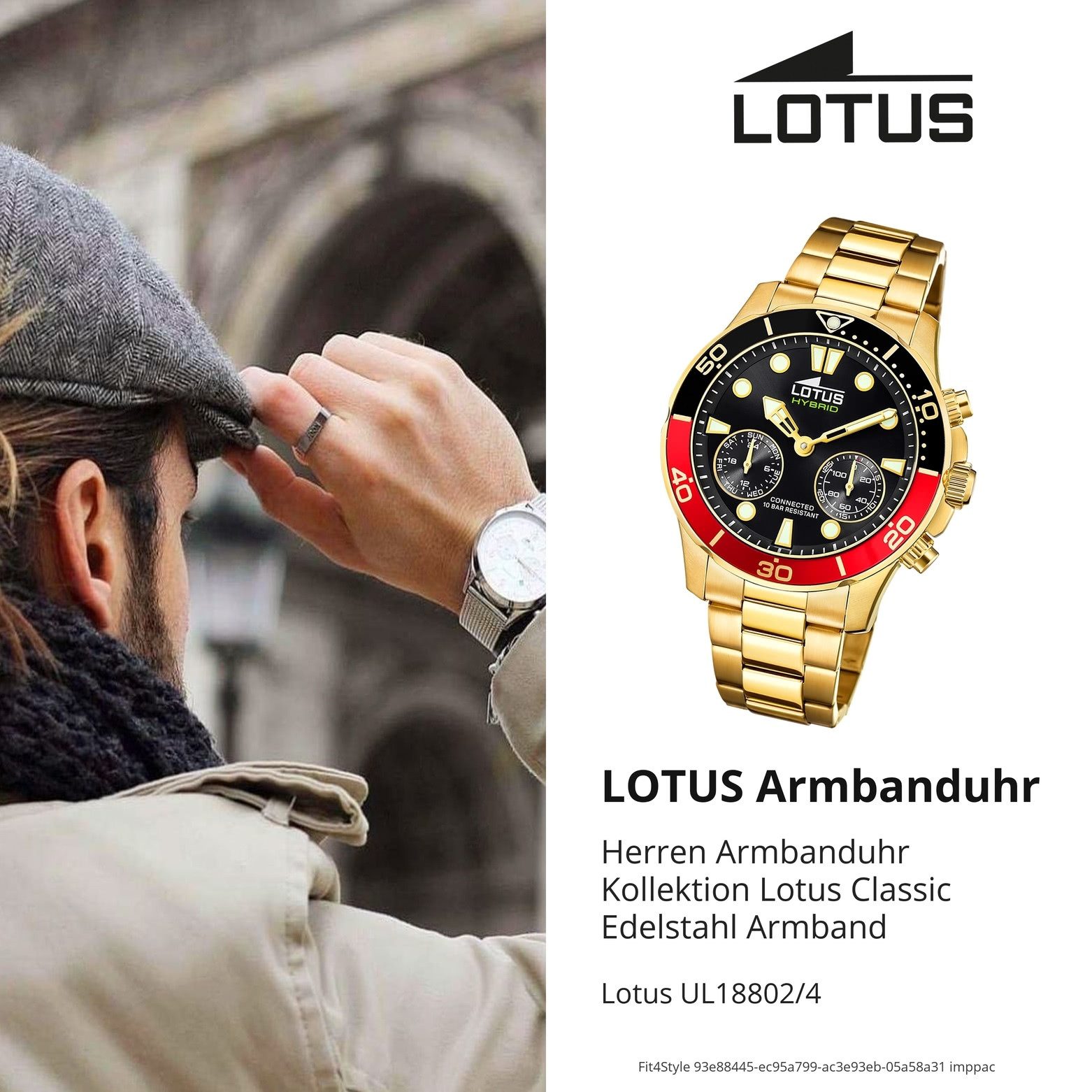 Lotus Chronograph Lotus Herrenuhr Edelstahl gold Lotus, (Chronograph), Herren Armbanduhr rund, groß (ca. 44,5mm), Edelstahl