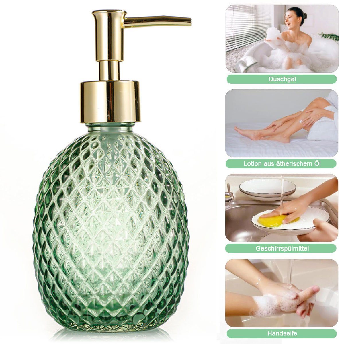 Jormftte Seifenspender Seifenspender Nachfüllbarer Flüssigseifenspender,für Shampoo-Lotion Grün