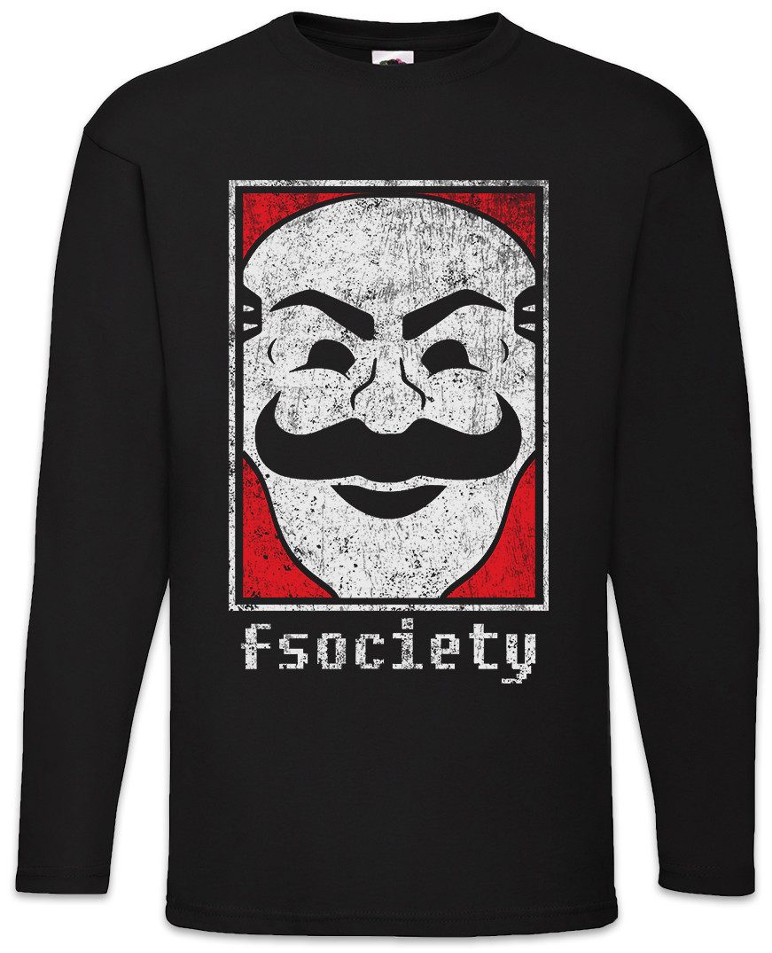 Langarmshirt Mr. Fsociety Logo Langarm T-Shirt Symbol Robot Hacker Virus Wurm