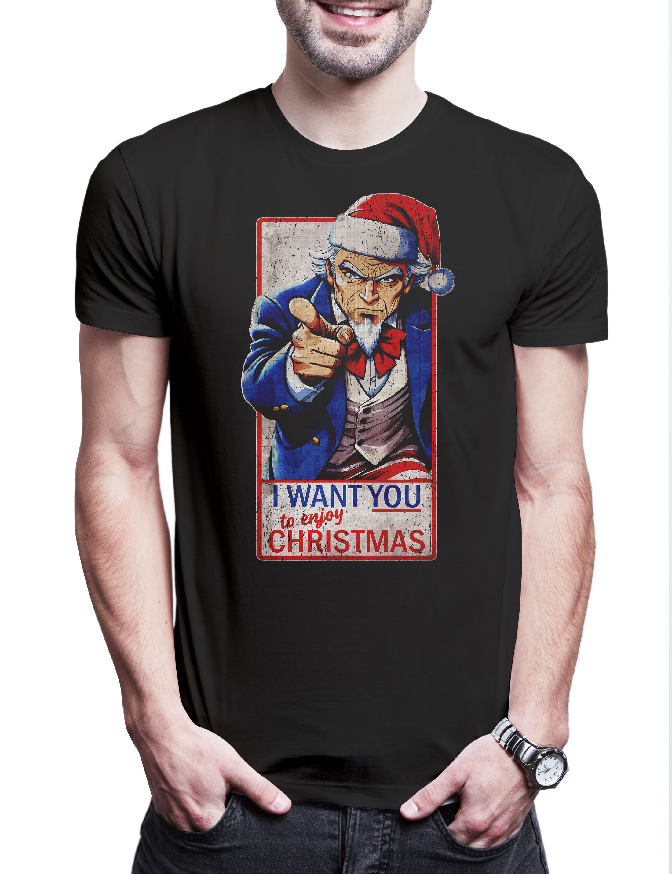 Print-Shirt USA Enjoy Christmas Herren T-Shirt American Troops Army US Merry Santa