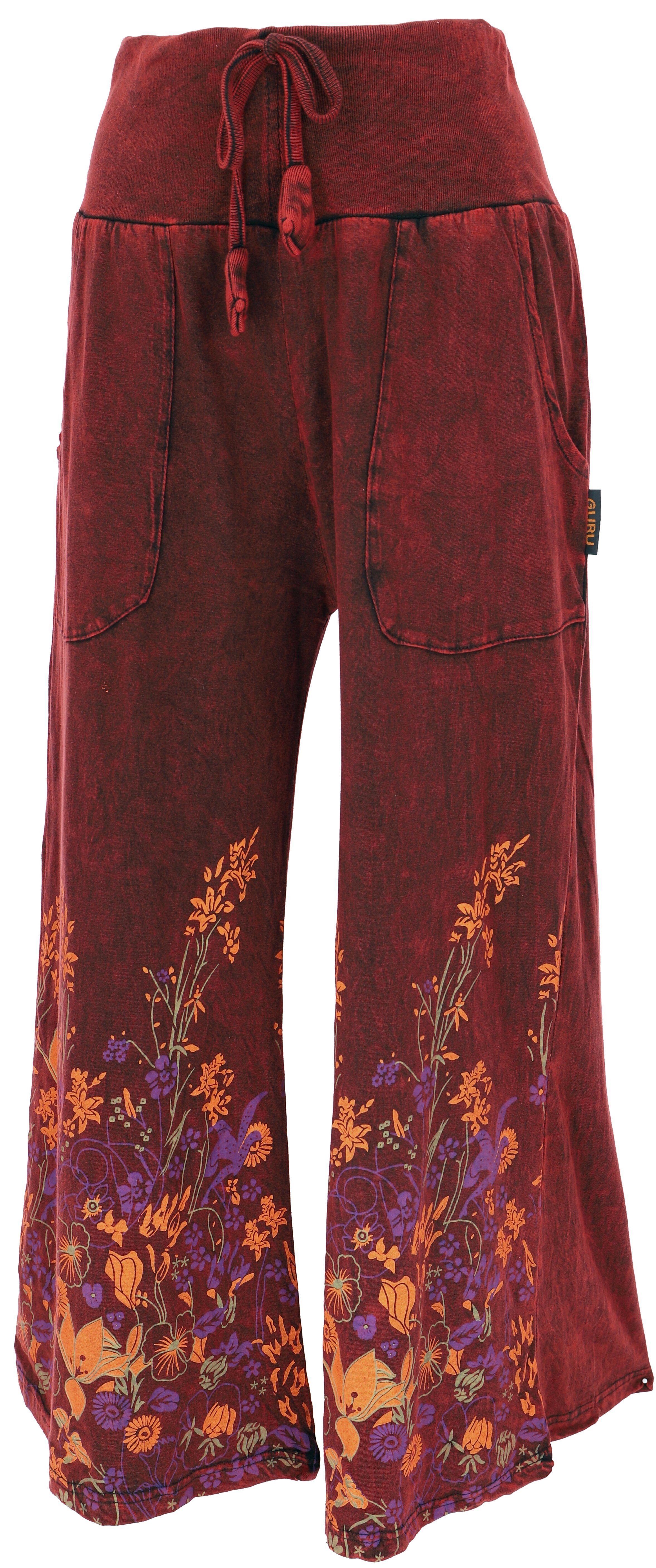 Guru-Shop Relaxhose mit.. Palazzohose, weinrot Hippiehose alternative Boho Bekleidung Baumwollhose