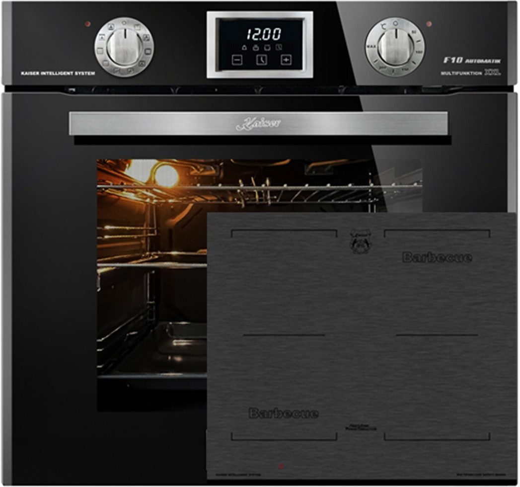 Kaiser Küchengeräte Backofen-Set Herd Set Autark Elektro Backofen, Autark, 79L, Einbau Backofen,10 Funktionen mit Induktions-Kochfeld, Autark Herd Power Booster 60 cm Barbecue EH 6326 Sp+KCT 6700 FI, mit 1-fach-Teleskopauszug