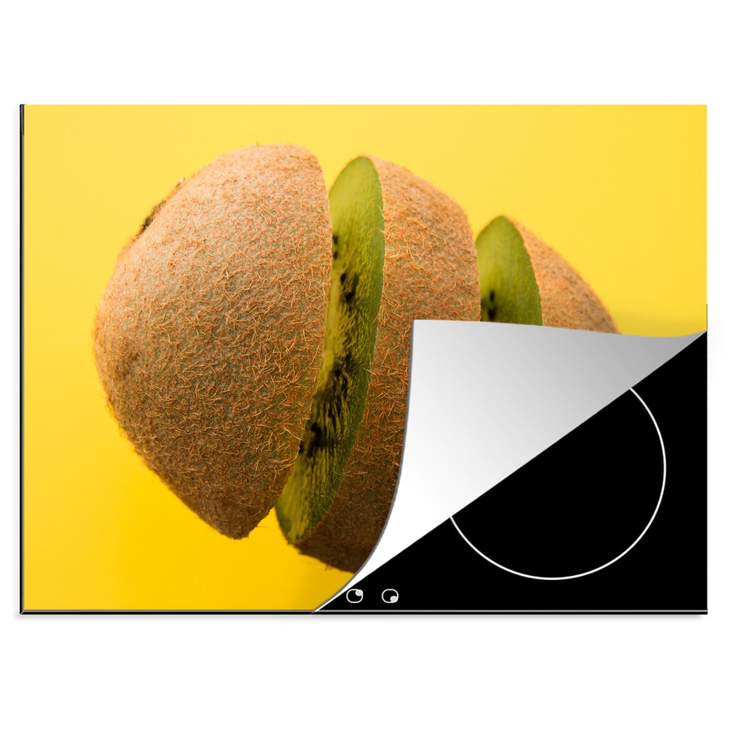 MuchoWow Herdblende-/Abdeckplatte Kiwi - Obst - Gelb, Vinyl, (1 tlg), 70x52 cm, Mobile Arbeitsfläche nutzbar, Ceranfeldabdeckung