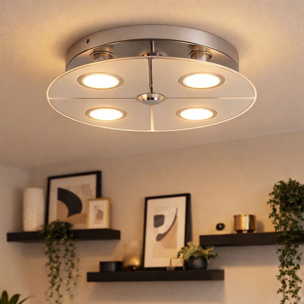 GLOBO LIGHTING LED Deckenleuchte, Leuchtmittel inklusive, Warmweiß, Deckenlampe Deckenleuchte Küchenlampe LED Flurleuchte 4 flammig D 30cm