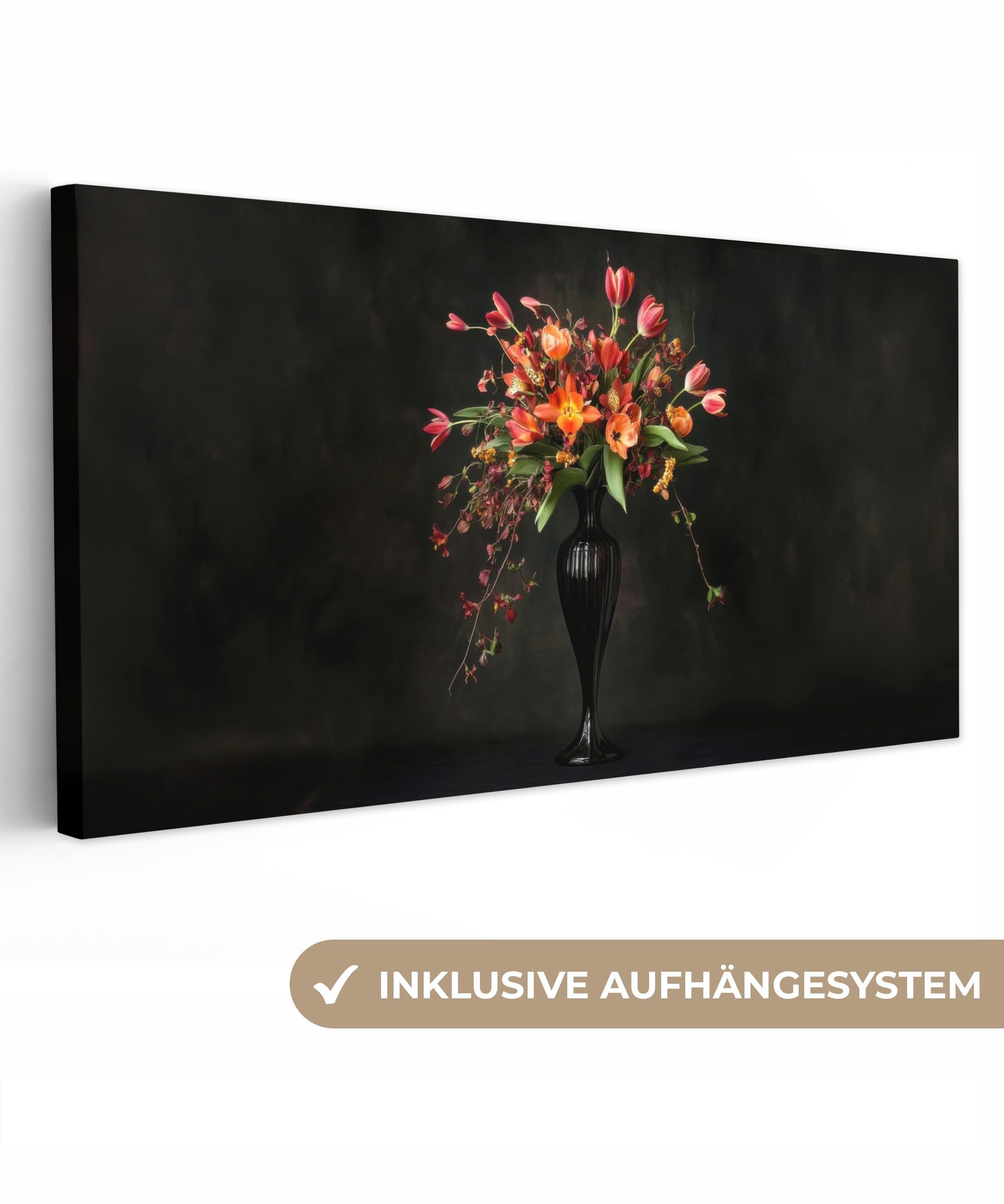 OneMillionCanvasses® Leinwandbild Panorama Ornamental - Blumenstrauß günstig online kaufen