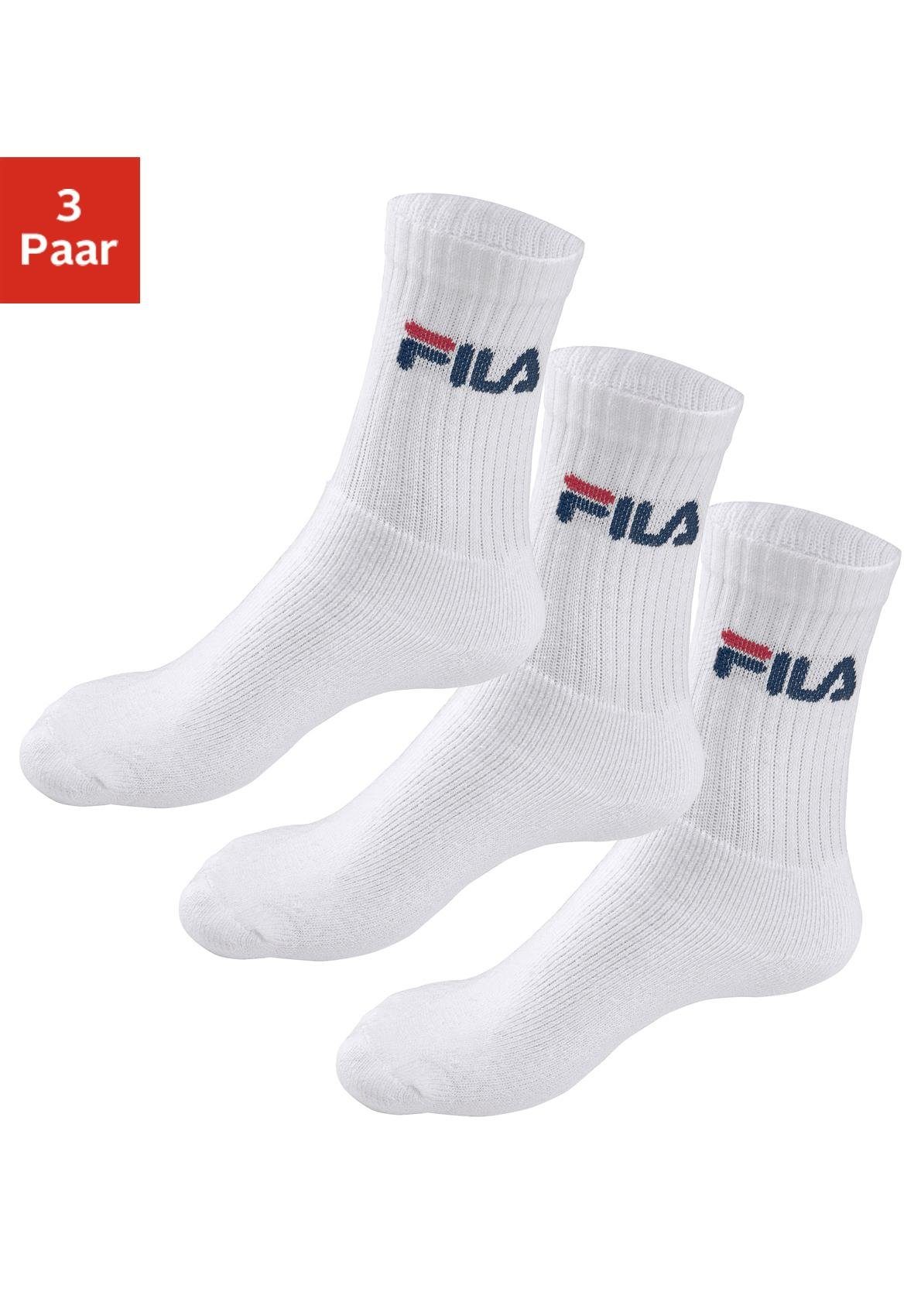 Fila Tennissocken (3-Paar) mit verstärkten Belastungszonen weiß