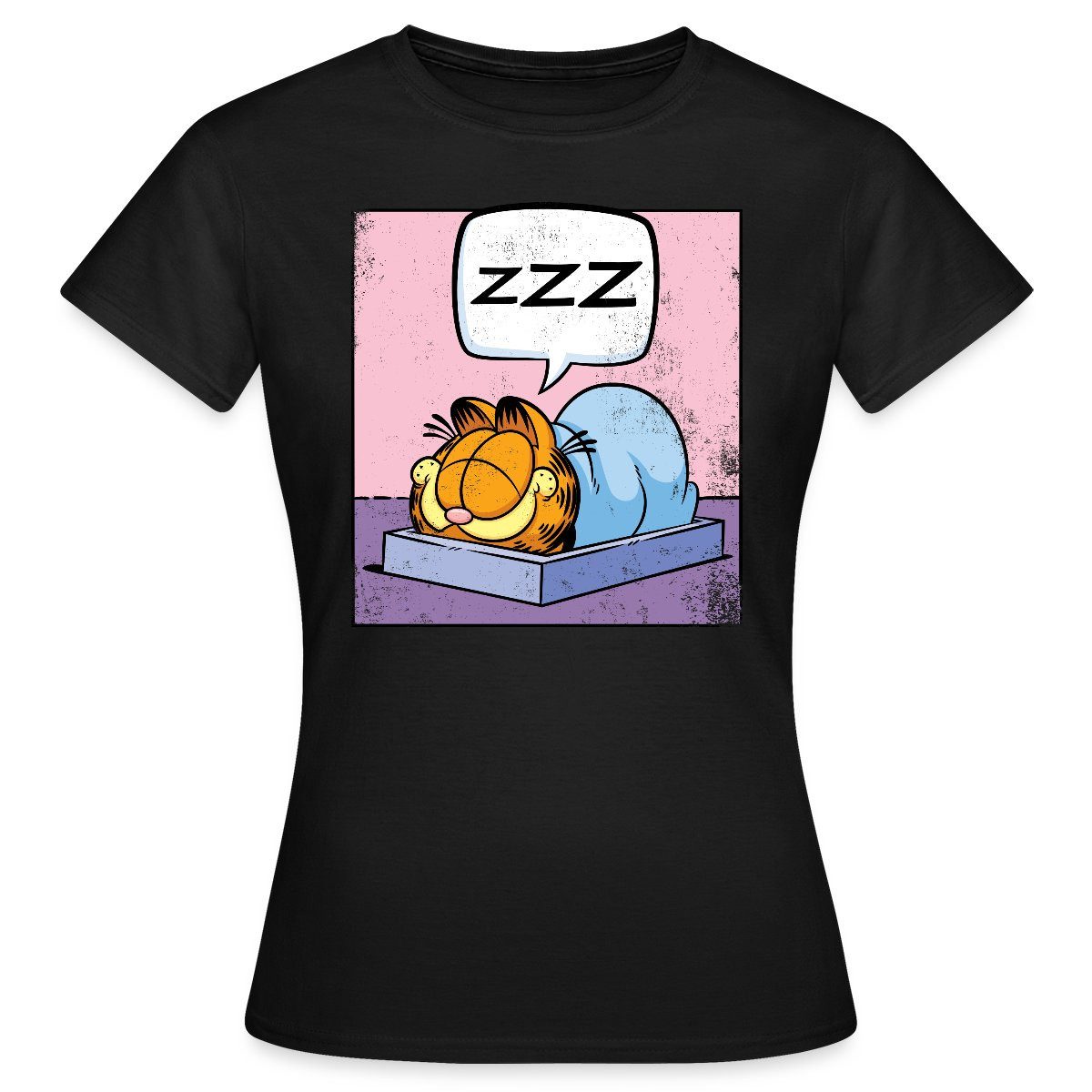 Spreadshirt T-Shirt Garfield Schlafender Kater Zzz Power Nap Used Look Frauen T-Shirt (1-tlg)