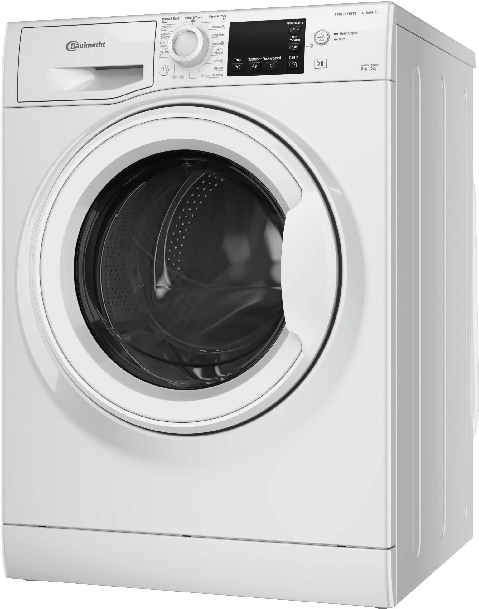 BAUKNECHT Waschtrockner WT Eco Plus 86 43 N, 8 kg, 6 kg, 1400 U/min, Flecken 40°C – entfernt mehr als 100 Flecken, ganz ohne Vorbehandlung