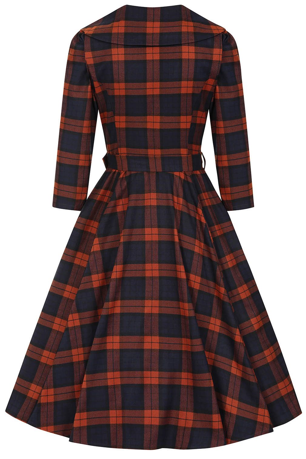 Hearts & Roses London A-Linien-Kleid Giselle Tartan Kariert Vintage Retro Gürtel