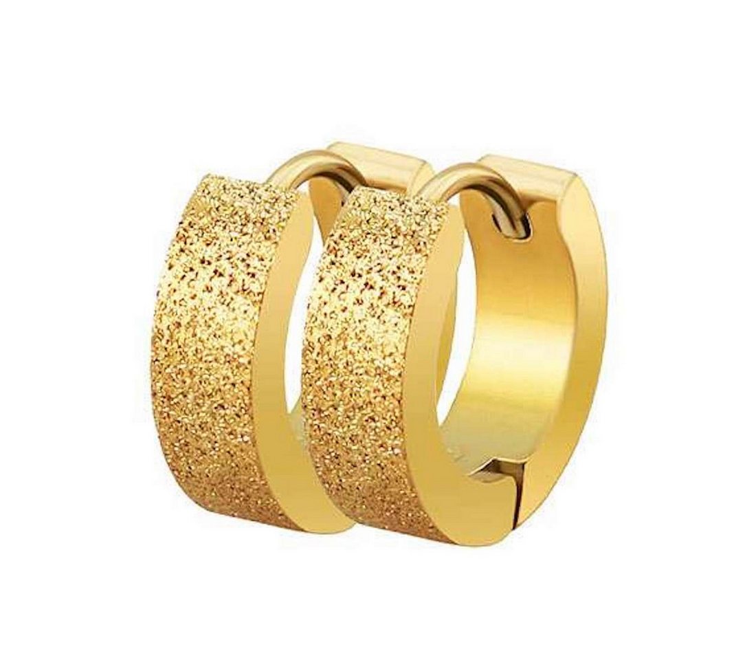 Taffstyle Paar Creolen Schmuck Ohrringe Creolen Huggie Klappverschluss sandgestrahlt Gold (zum Geburtstag Weihnachten Valentinstag), Klassische Ohrringe Creolen Frauen Damen Schmuck Geschenke Muttertag