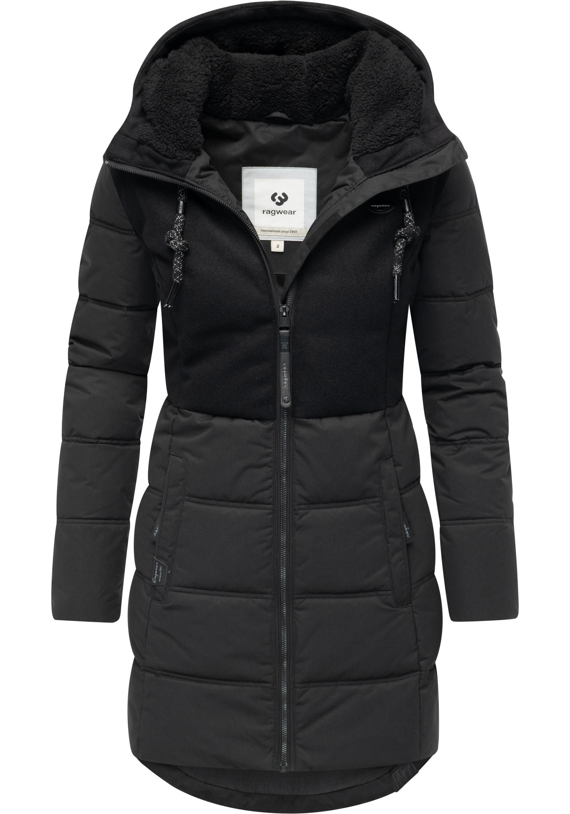 Ragwear Winterjacke Ashani Block Intl. stylischer Winterparka mit gefütterter Kapuze