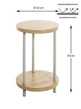 freiraum Beistelltisch 52712, in eiche, grau, MDF, Metall - 50x30cm (HxD)