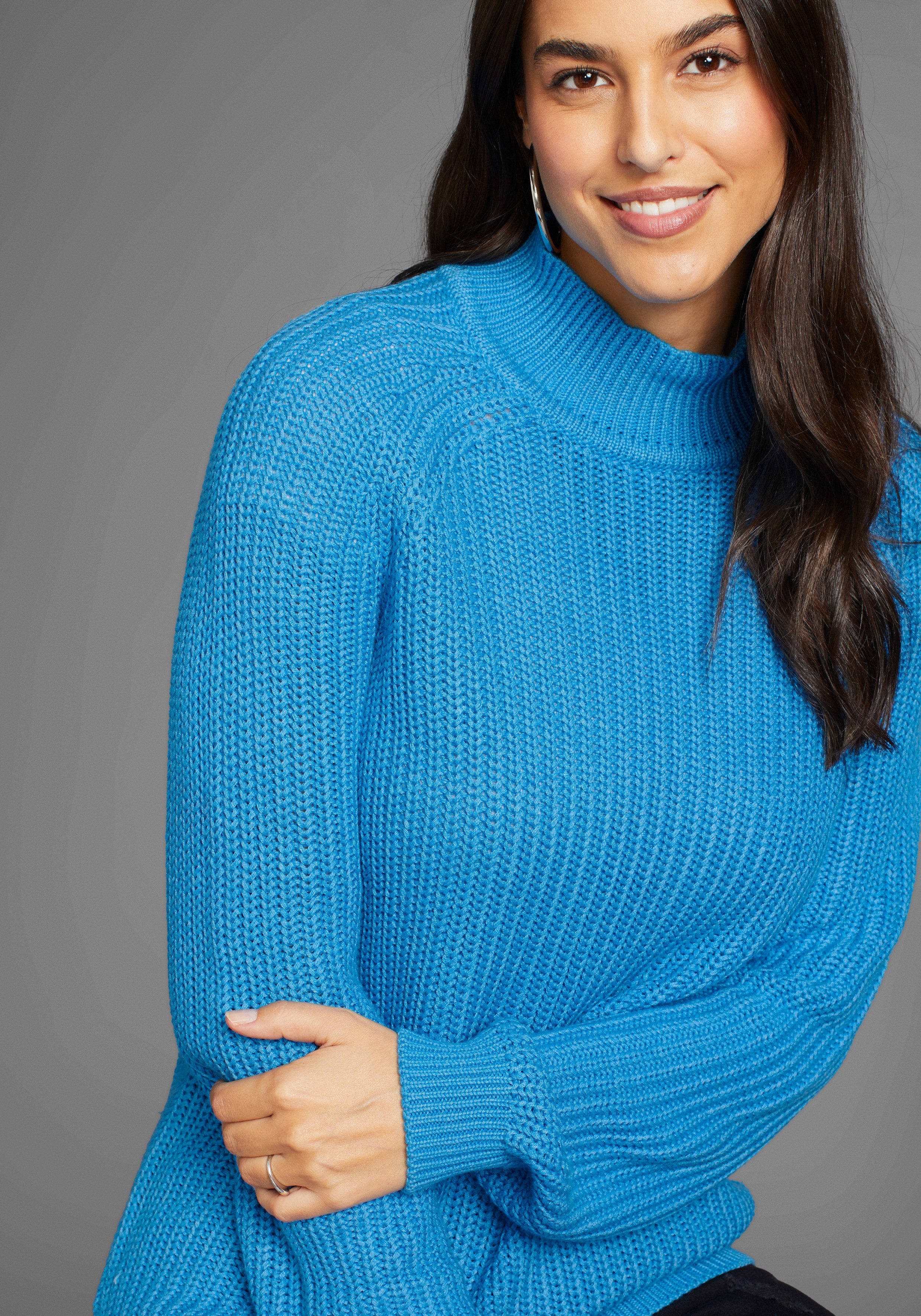Laura Scott Strickpullover aus Grobstrick mit Stehkragen