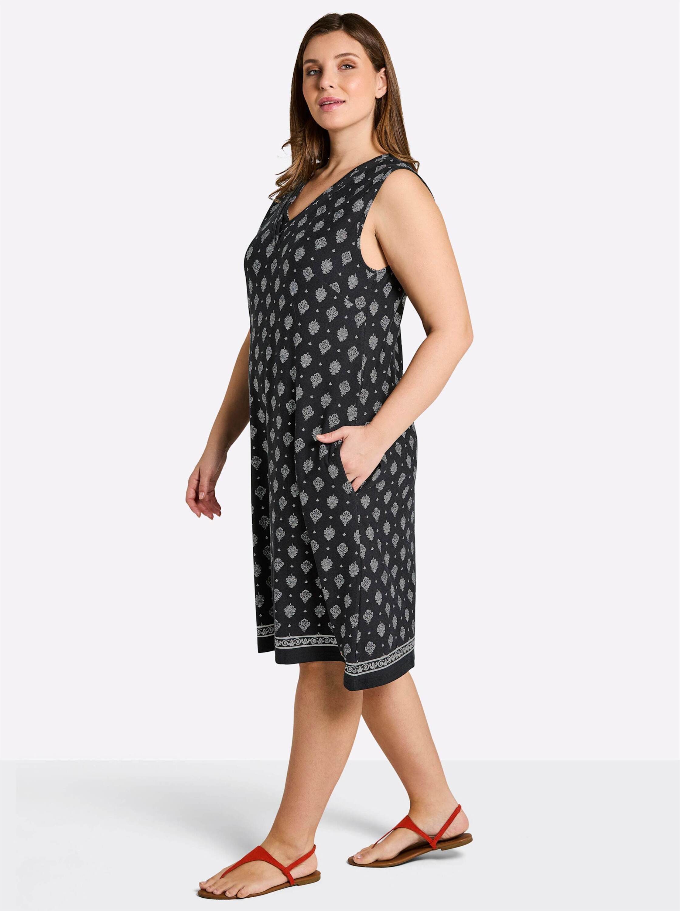 Sheego Jerseykleid Jersey-Kleid Ärmellos