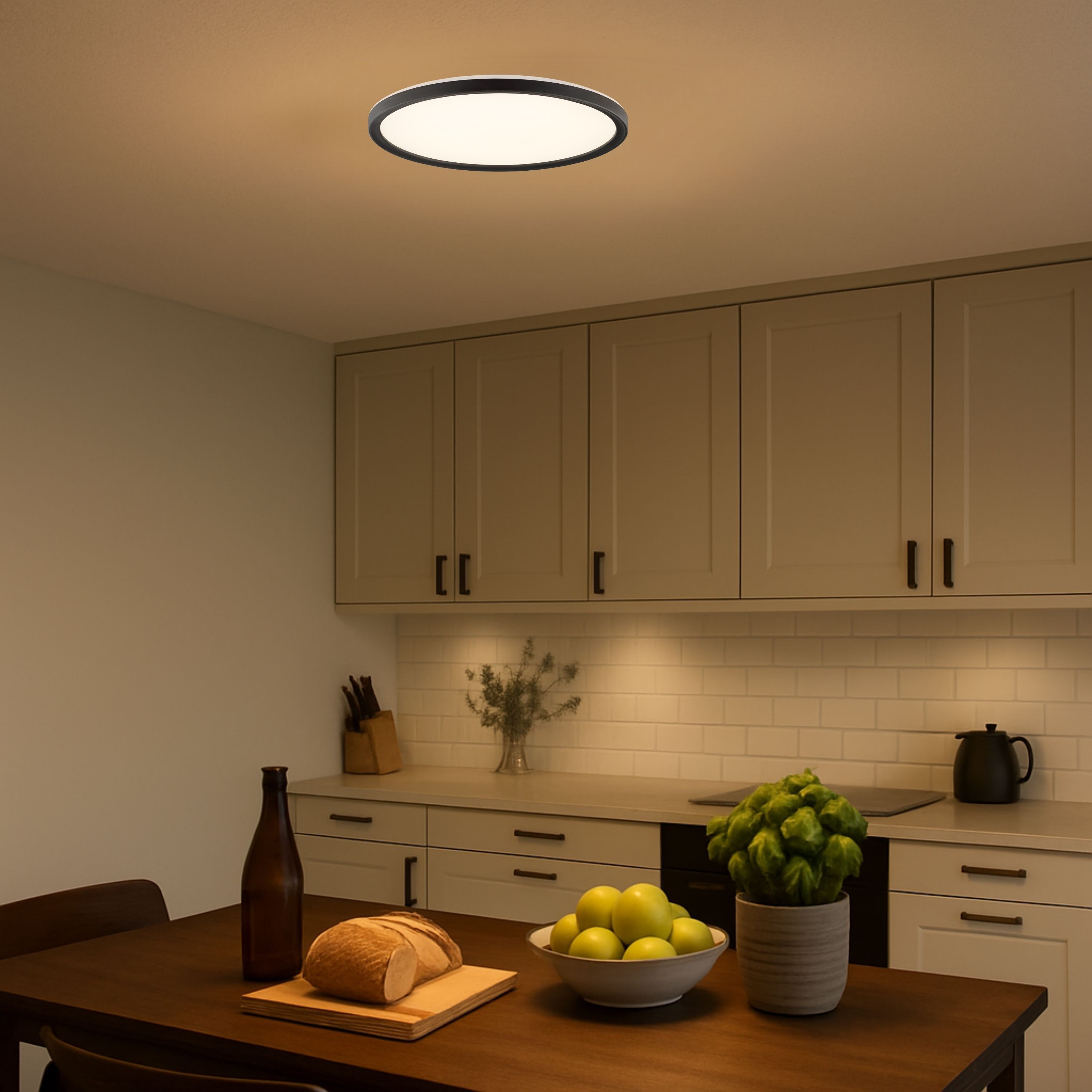 Hanseatic LED Panel DLP220A, CCT - über Fernbedienung, LED fest integriert, warmweiß - kaltweiß, Deckenlampe, Deckenleuchte, dimmbar, CCT über Wandschalter, Backlight