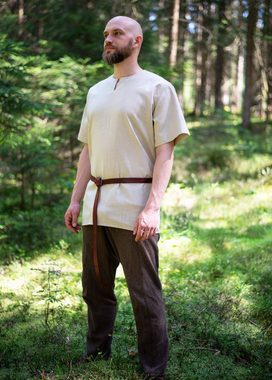 Vehi Mercatus Wikinger-Kostüm Mittelalterhemd beige Kurzarm Leinen S/M