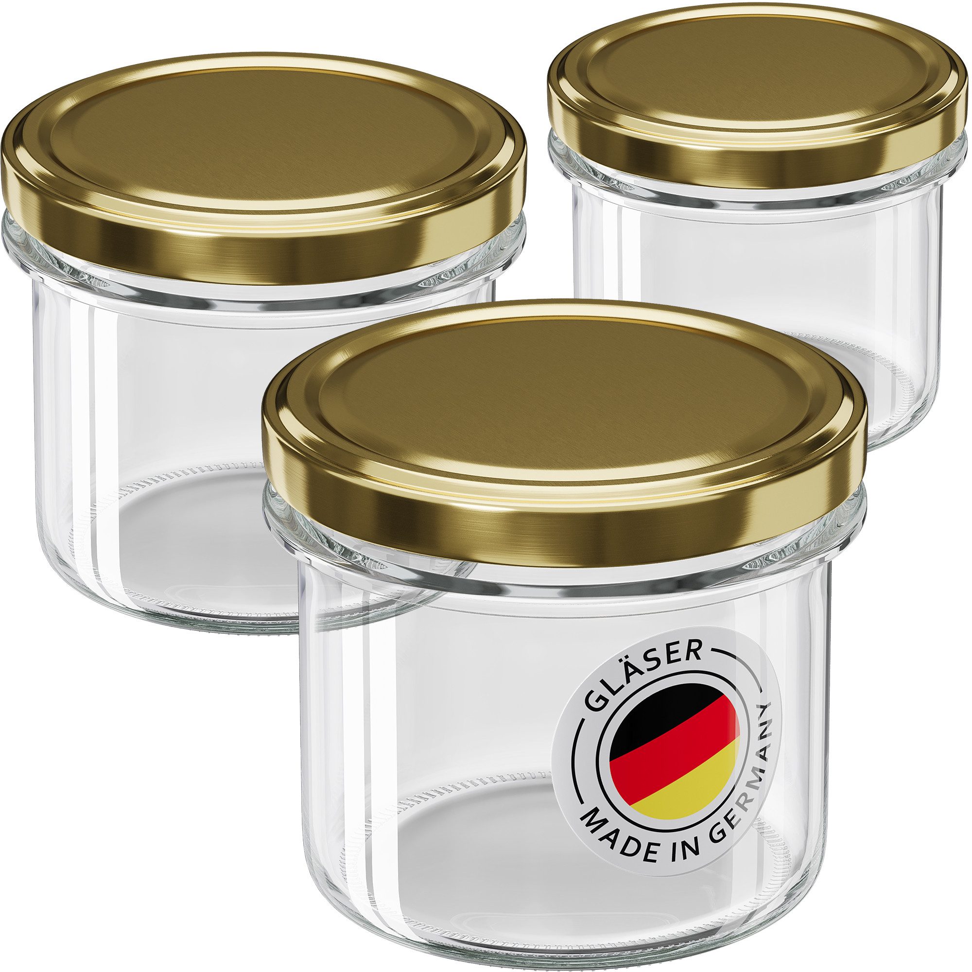 Wellgro Vorratsglas Einmachgläser mit Schraubdeckel 235ml - Deckel To 82, (12-tlg)
