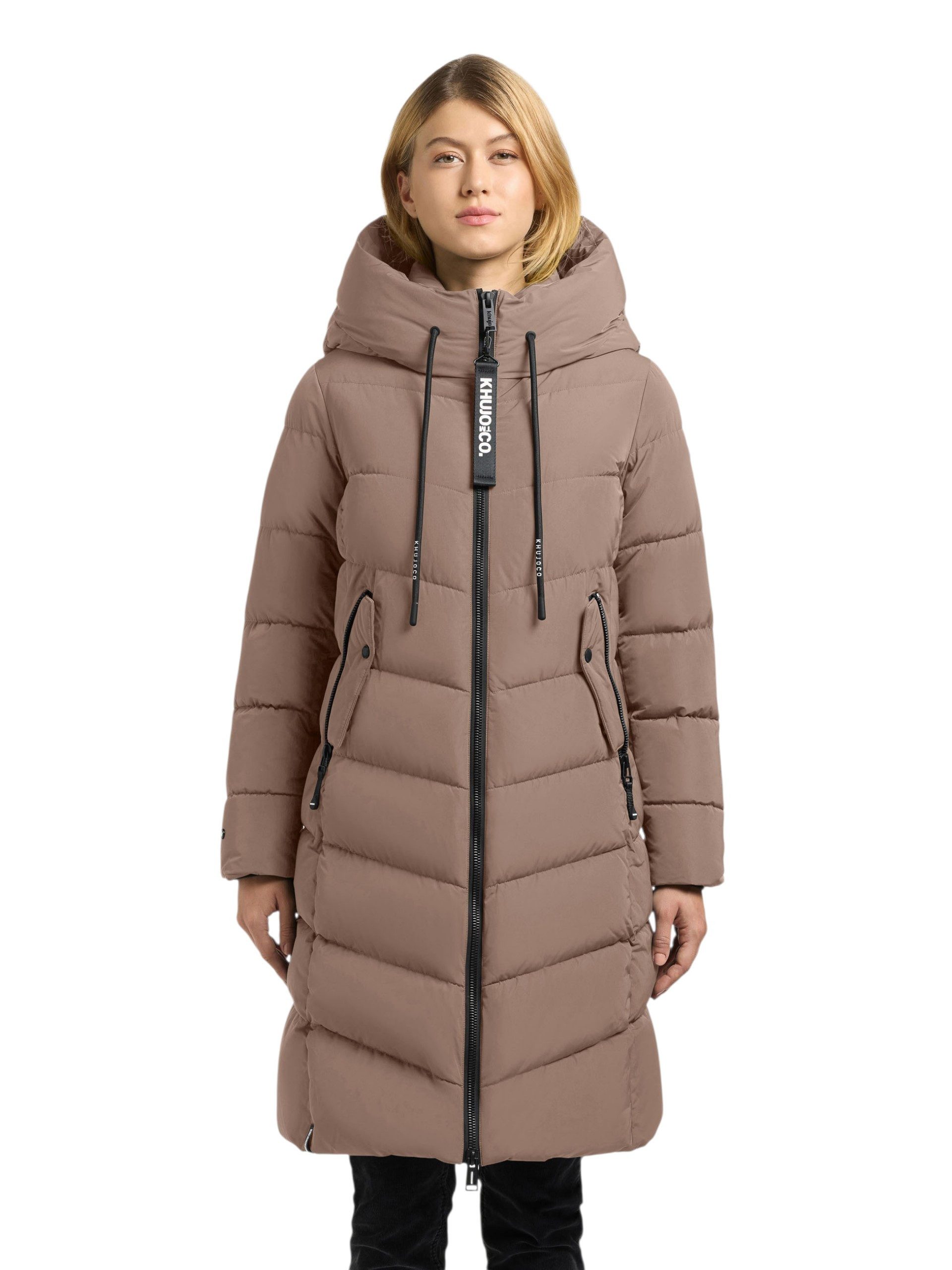 khujo Wintermantel KHUJO Damen Jacke MIKIA 4 Wintermantel-Braun-L auch in Großen Größen erhältlich
