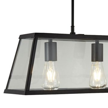 etc-shop Pendelleuchte, Leuchtmittel nicht inklusive, Glas Pendel Lampe schwarz Wohn Zimmer Beleuchtung Decken Hänge Laterne