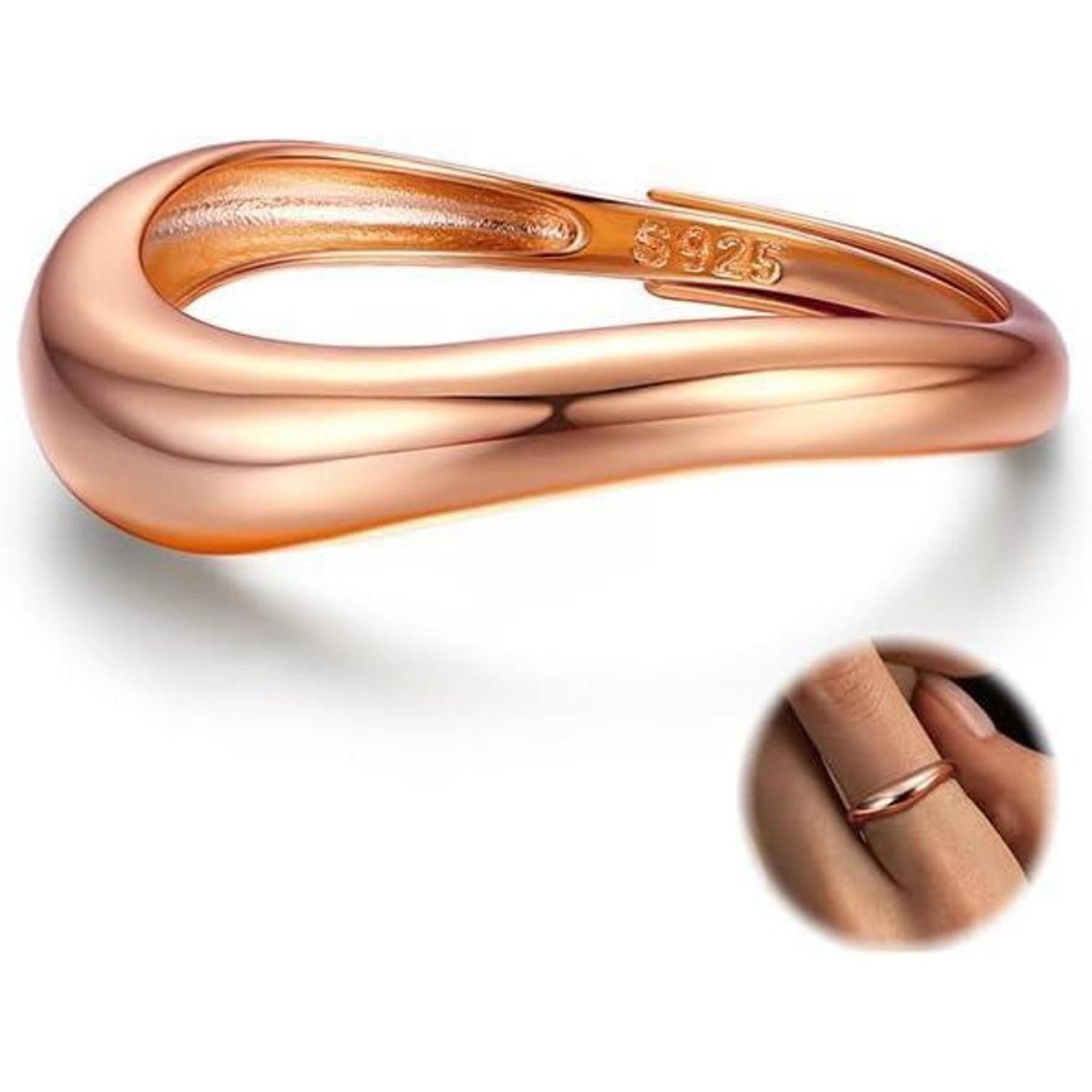 Verlobungsring Ring Silber 925 Damen 14K Vergoldet Verlobungsring Roségold
