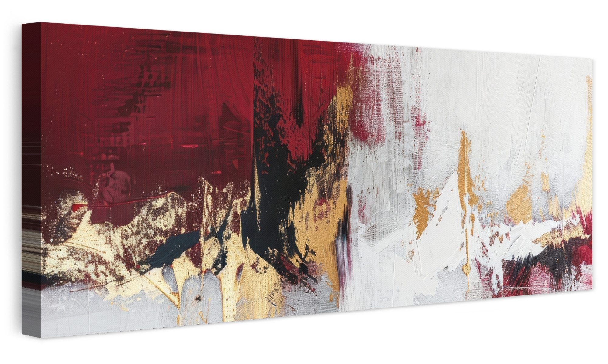 OneMillionCanvasses® Leinwandbild Panorama Rot - Marmor - Abstrakt - Gold - Modern, Fotodruck (1 St), Wandbild, Deko Schlafzimmer …