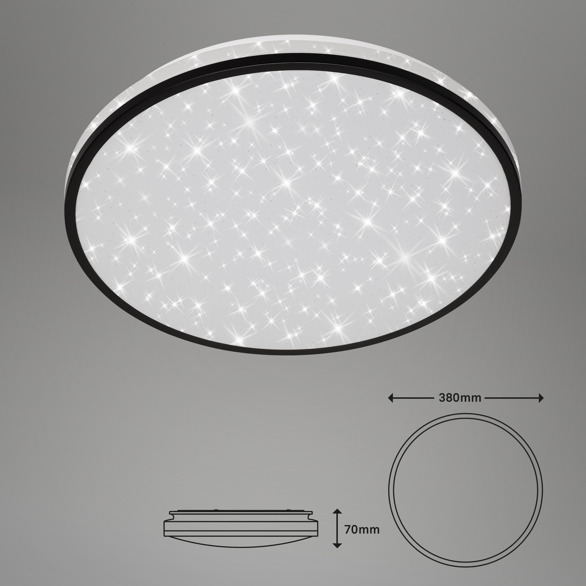 Briloner Leuchten LED-Sternenhimmel 38 cm schwarz, Sternenhimmel, 3456-215, Neutralweiß, verbaut, IP20, LED fest