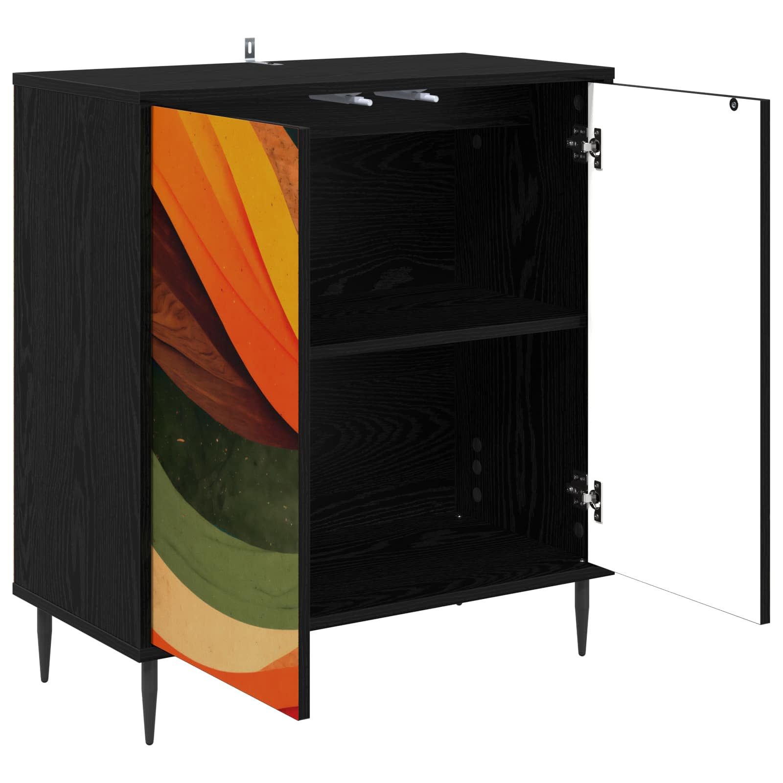 vidaXL Sideboard Sideboard BONN Schwarz Eichen-Optik 69 x 33 x 76 cm (1 St)