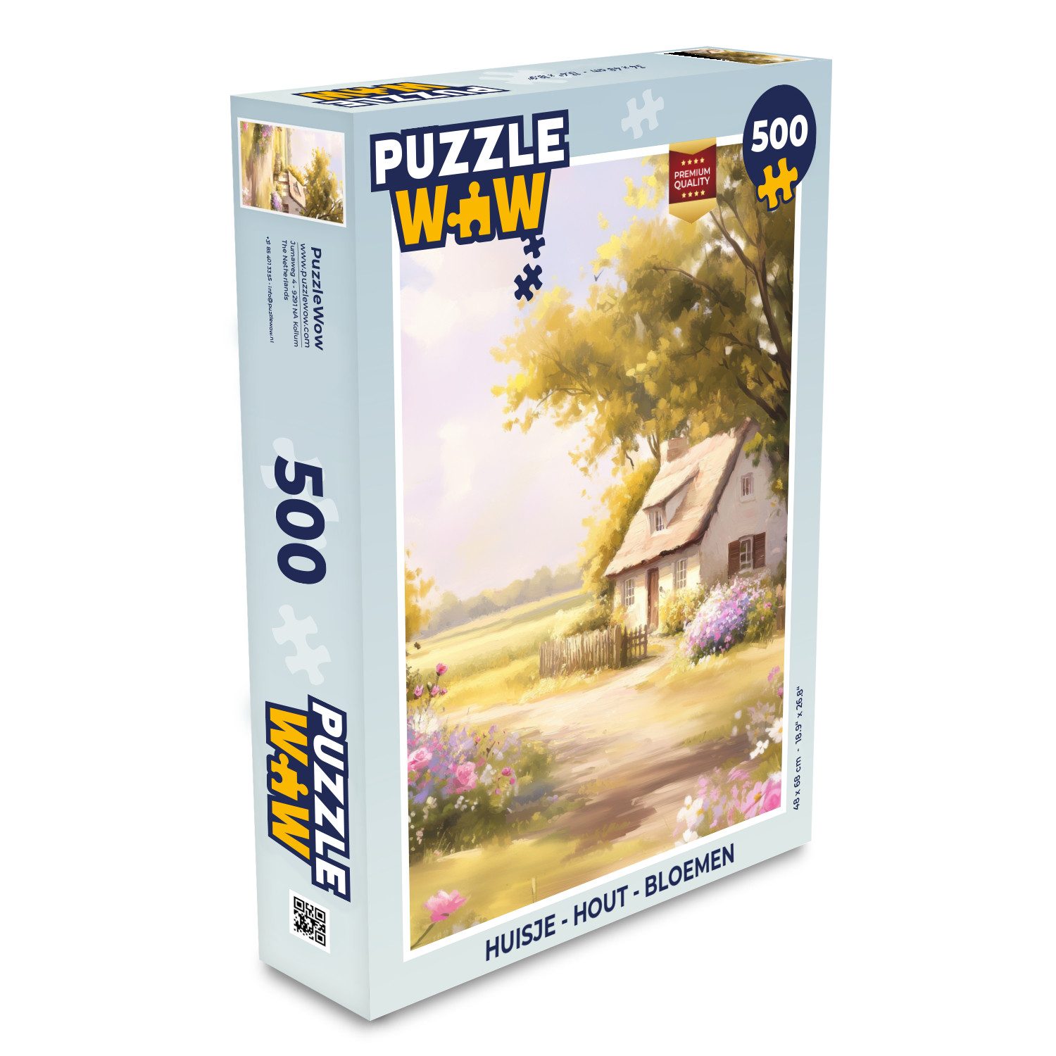 MuchoWow Puzzle Landhaus - Holz - Blumen, 500 Puzzleteile, Foto-Puzzle, Bilderrätsel, Puzzlespiele, Spielzeug
