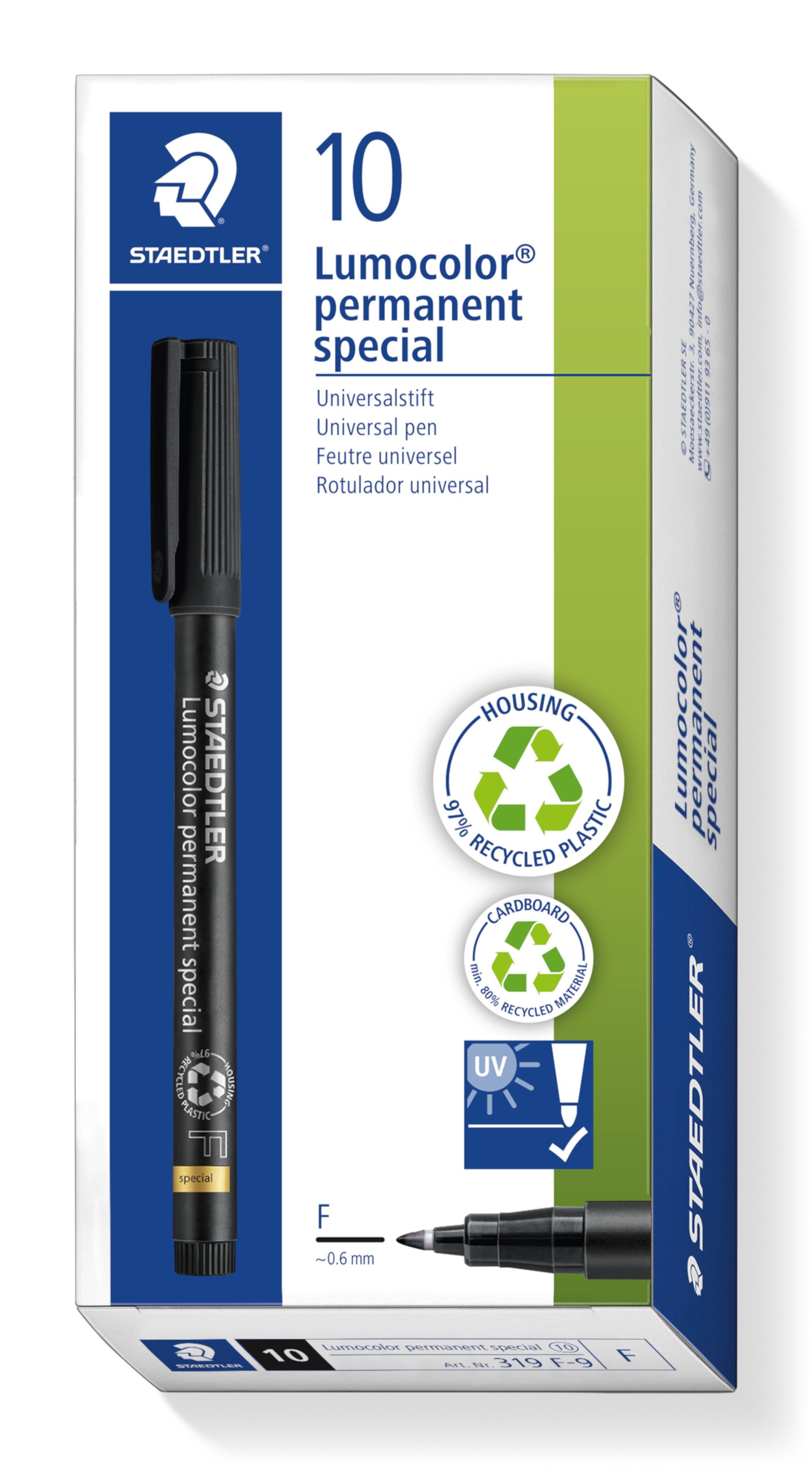 STAEDTLER Folienstift 319 F-9 Lumocolor permanent special schwarz VE10, permanent specialstift