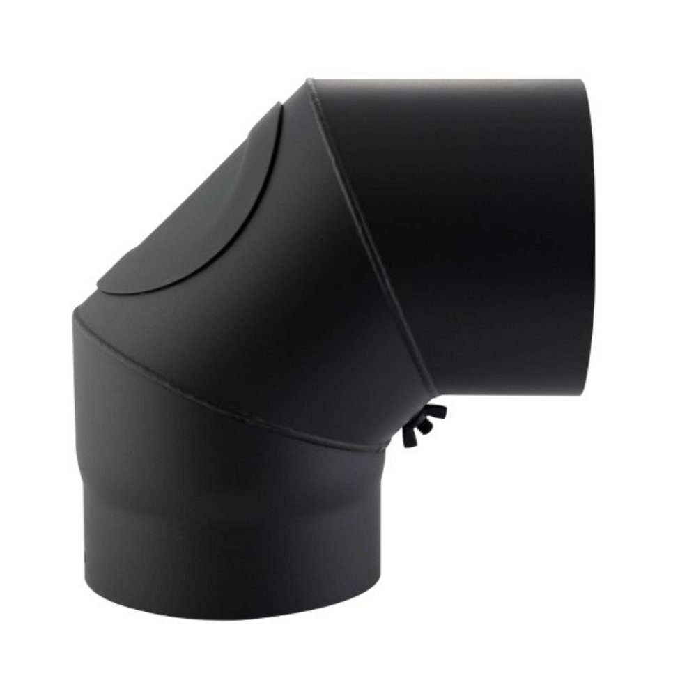 Kamino Flam Ofenrohr Bogen90°Senotherm®schwarz 2mm m.Tür150mm 331829, (1-tlg)