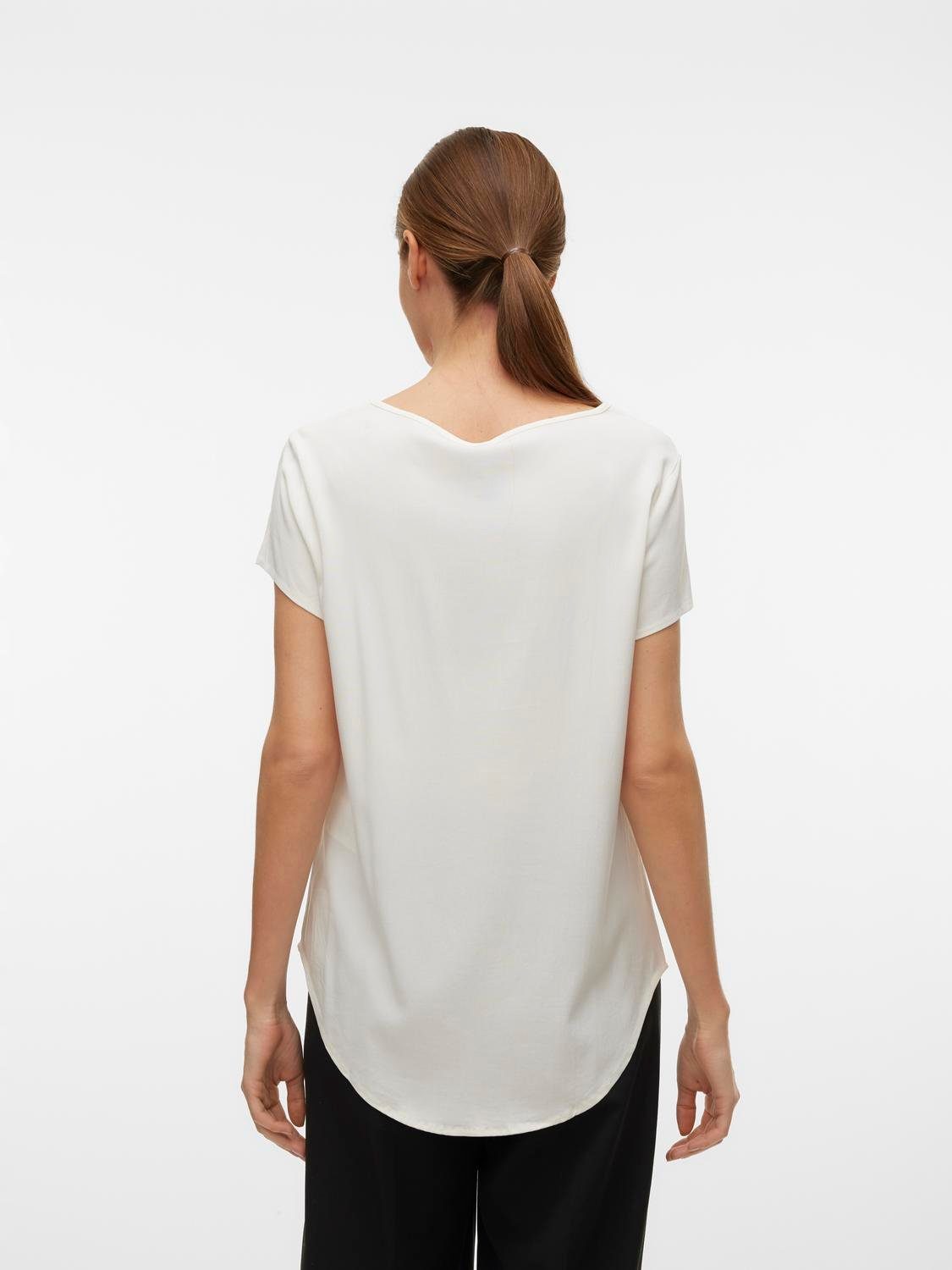Vero Moda Blusenshirt VMBELLA SS TOP WVN GA NOOS Viskosemischung, abgerundeter Saum