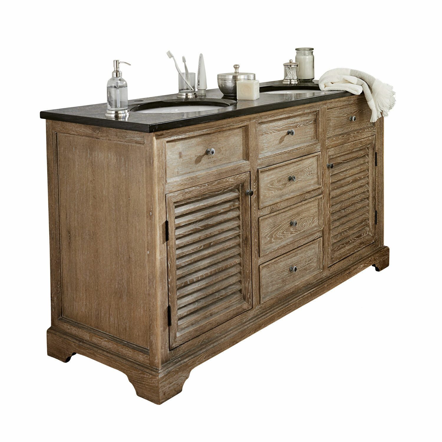 Mirabeau Waschtisch Doppelwaschtisch Malmaison braun/schwarz