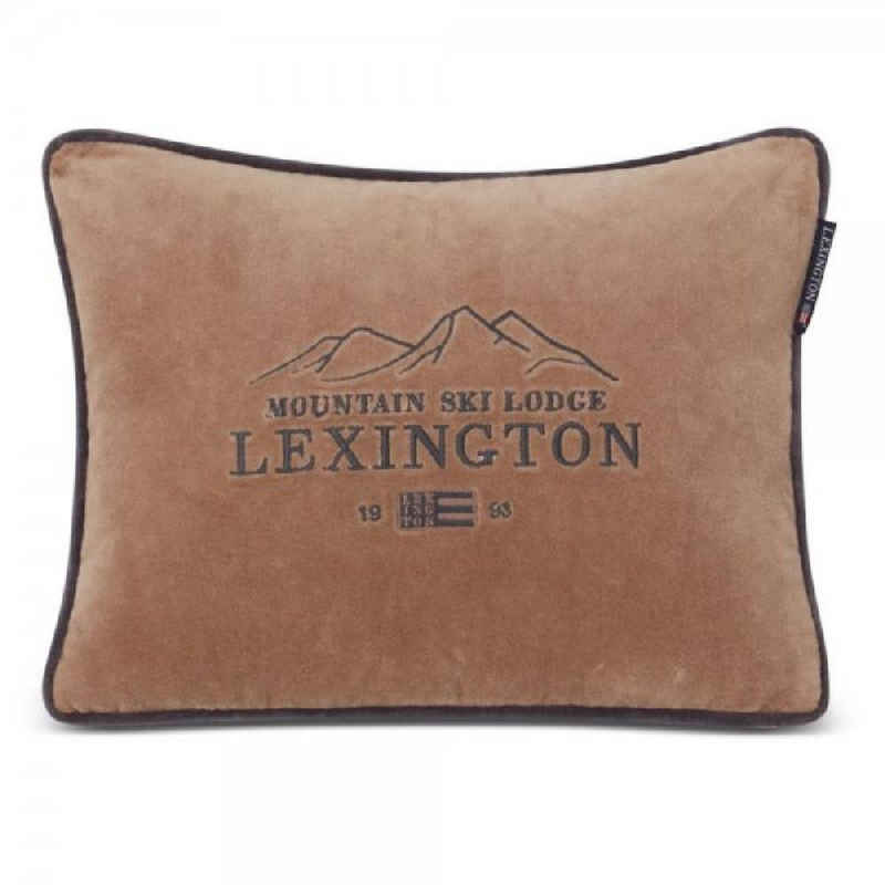 Kissenhülle LEXINGTON Kissen Ski Lodge Organic Cotton Velvet Beige Gray (30x40), Lexington