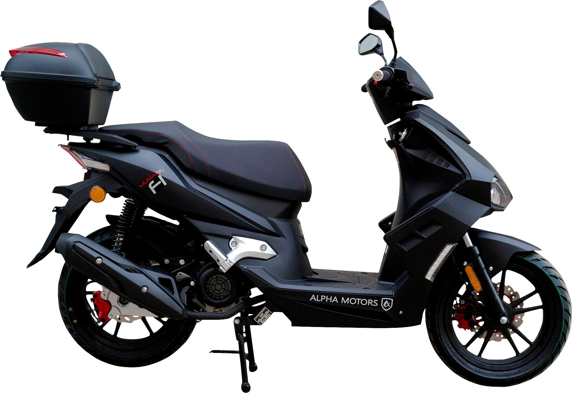 Alpha Motors Motorroller Mustang FI, 125 ccm, 85 km/h, Euro 5+, (Spar-Set, mit Topcase), mit USB-Anschluss
