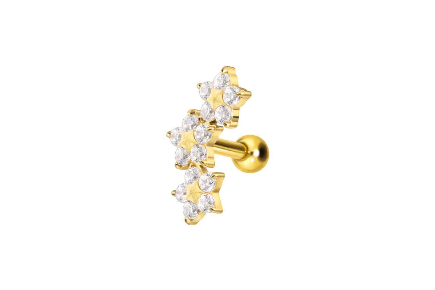 Piercing-Set Titan Ohrpiercing mit Innengewinde 3 KRISTALLBLUMEN