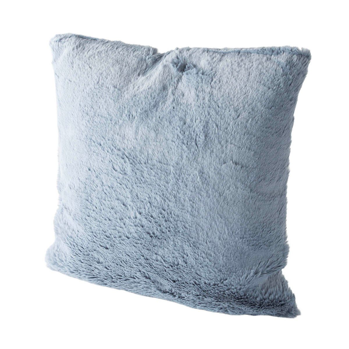 Fellkissen Deko Kuschelkissen Plüsch einfarbig eisblau 45x45cm