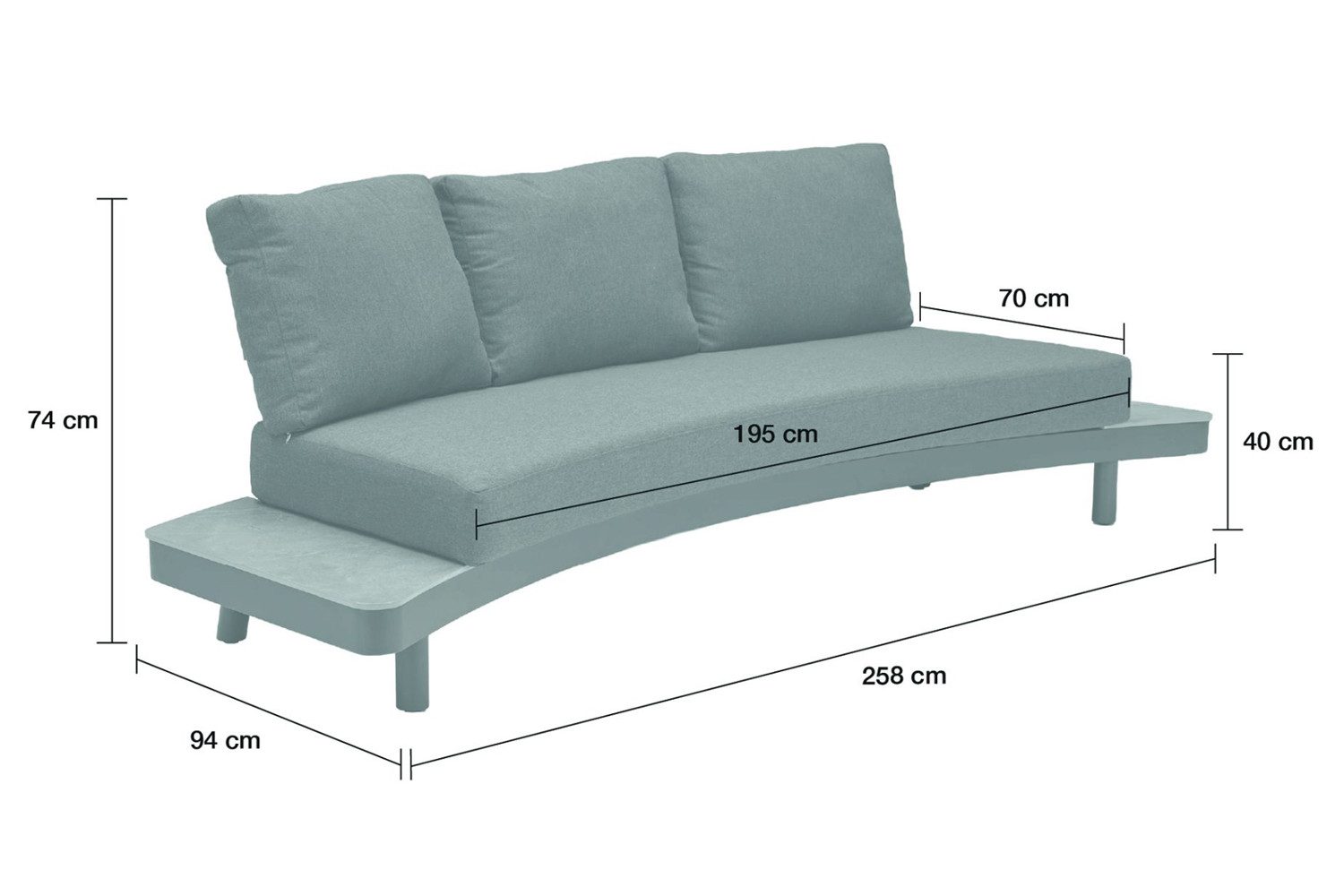 dasmöbelwerk Loungesofa Loungesofa Madison 3-Sitzer Gartensofa Relaxsofa mit Ablagen Teakholz