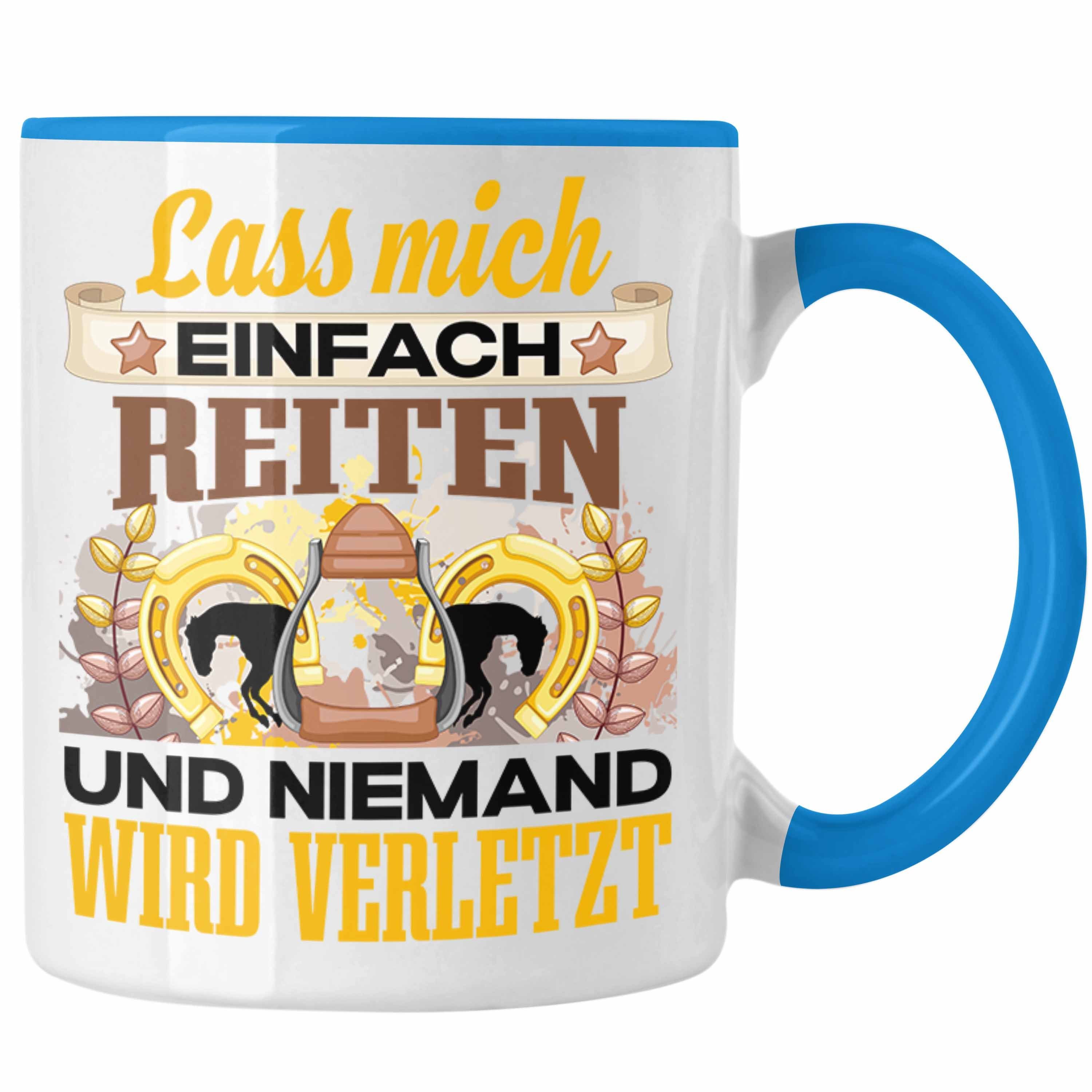 Trendation Tasse Reiterin Geschenk Spruch Blau Geschenkidee M Lass Trendation Tasse - Pferde