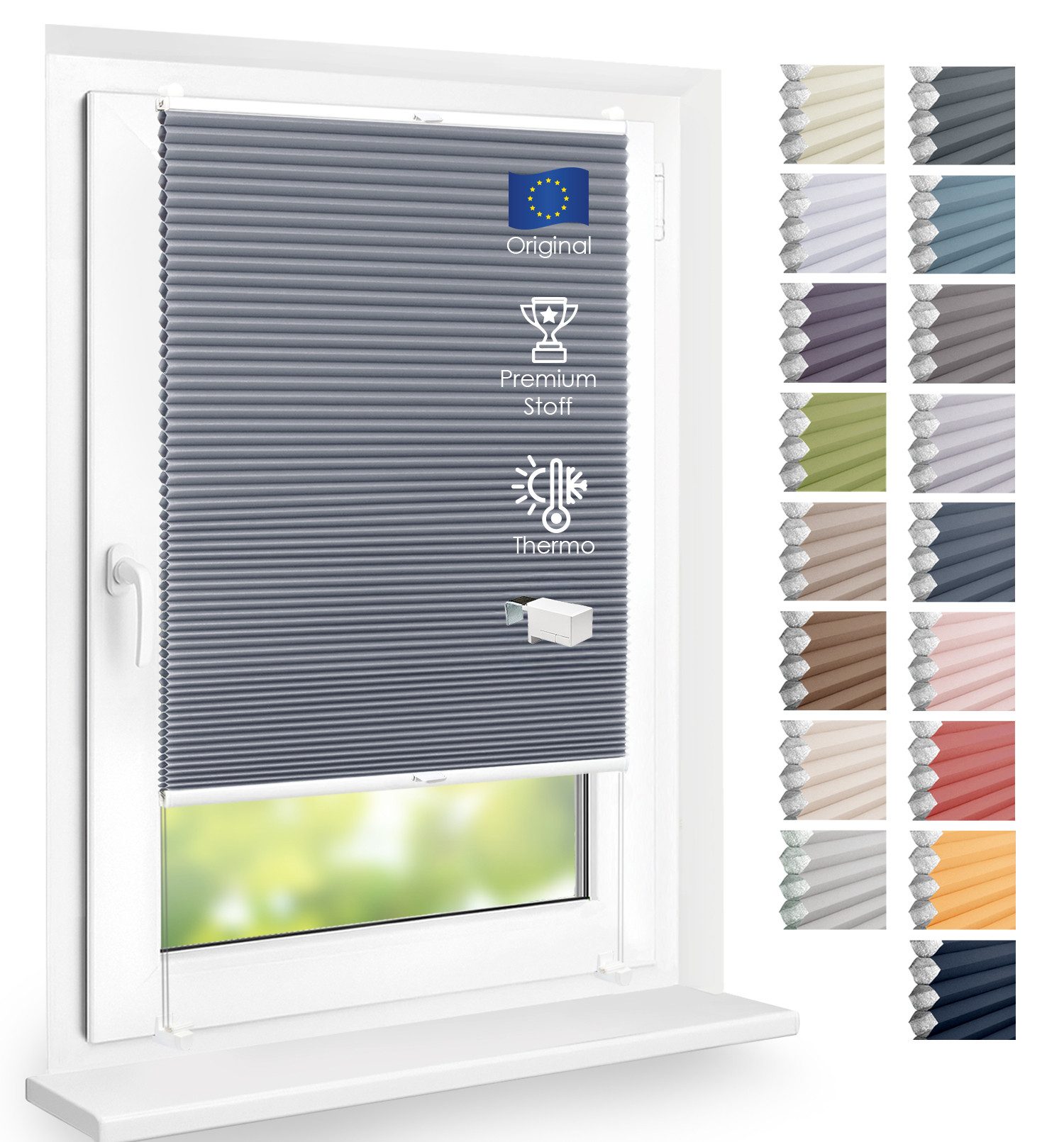 DomDeco Wabenplissee Thermo Plissee ohne Bohren - Hitzeschutz, Verdunkelung, verspannt, abdunkelnd, Klemmfix, stufenlos, kälteschutz, modernes Fensterplissee – Bild 2 von 5